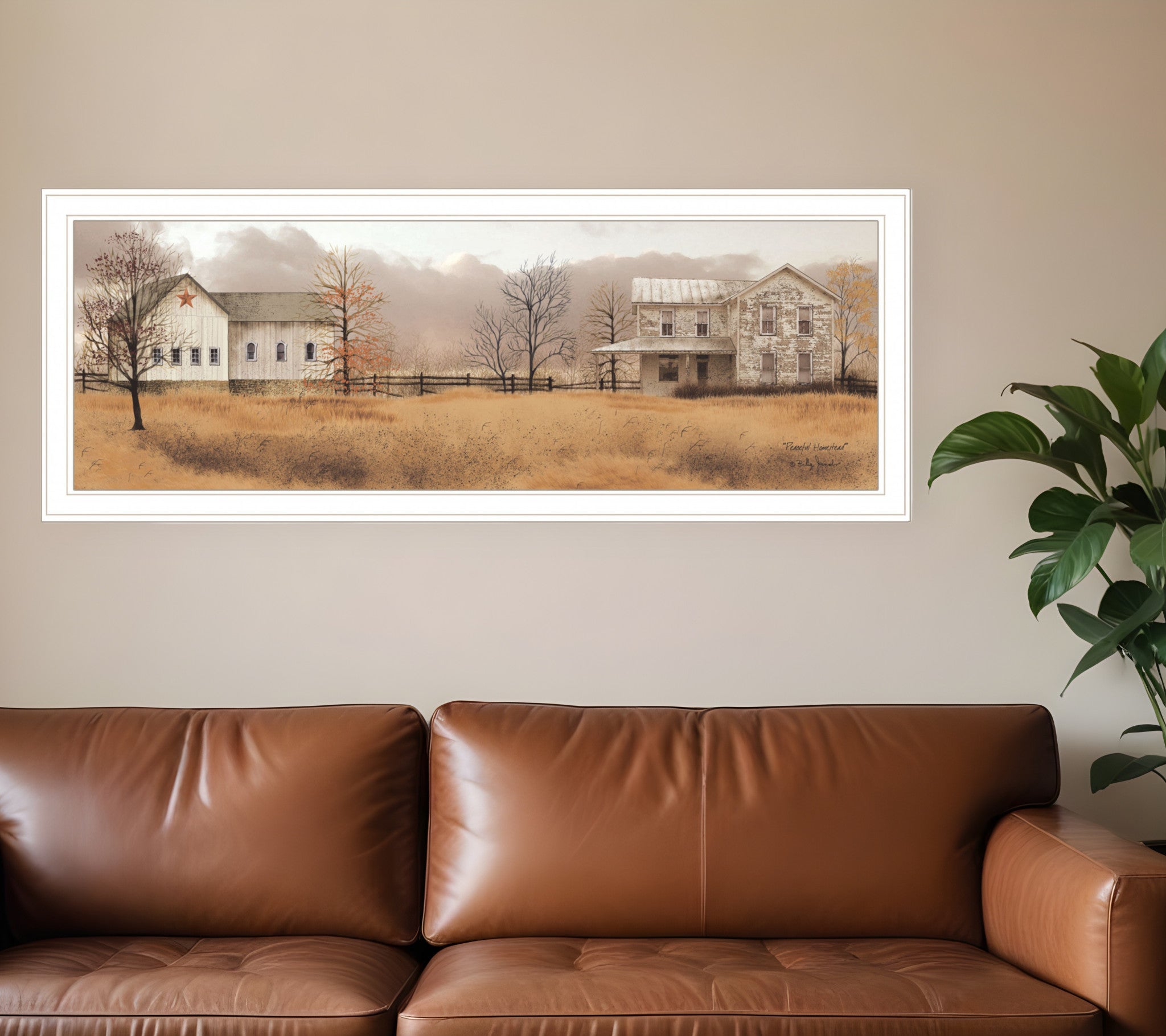 Peaceful Homestead 1 White Framed Print Wall Art