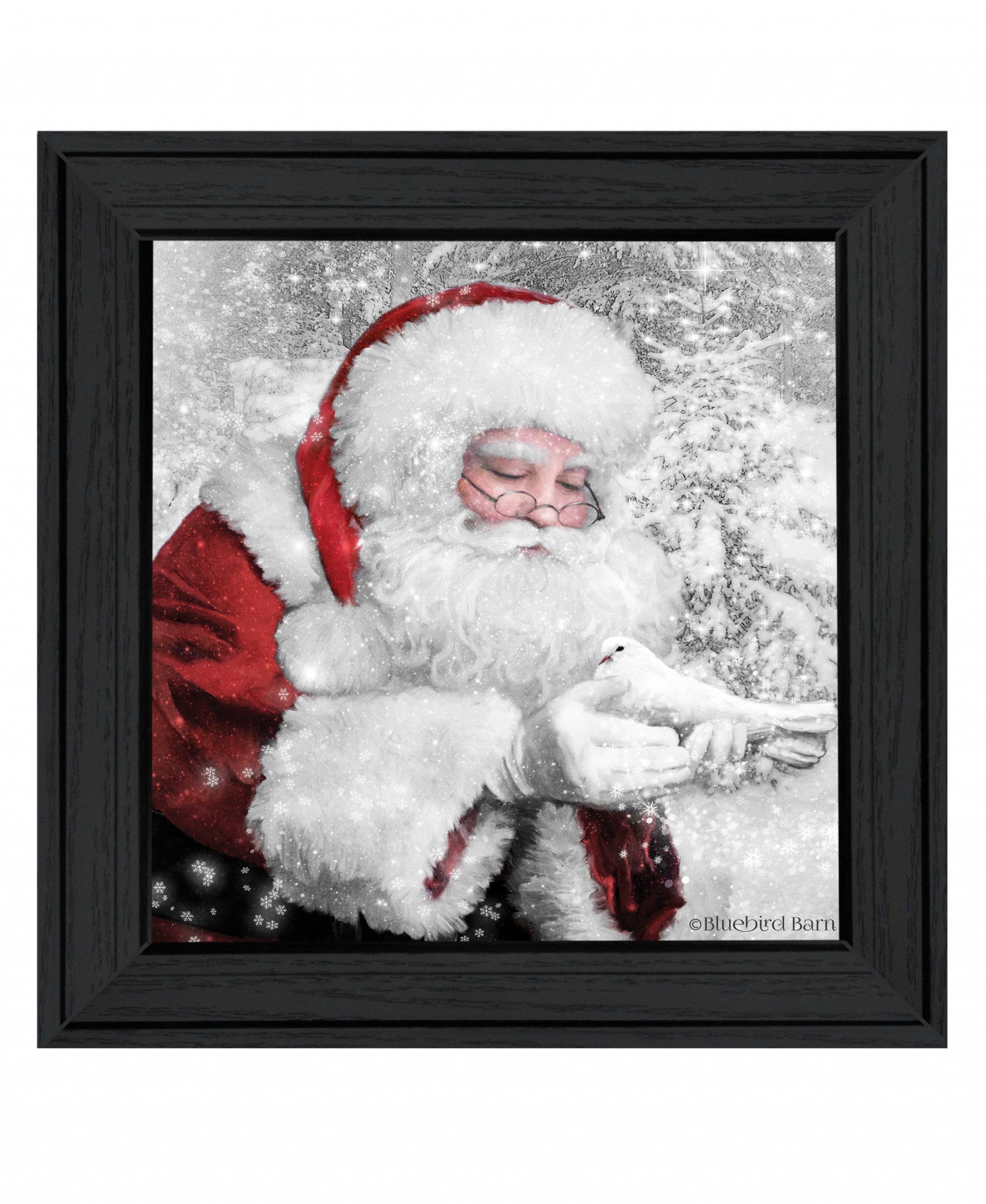 Santas Little Friends 4 Black Framed Print Wall Art