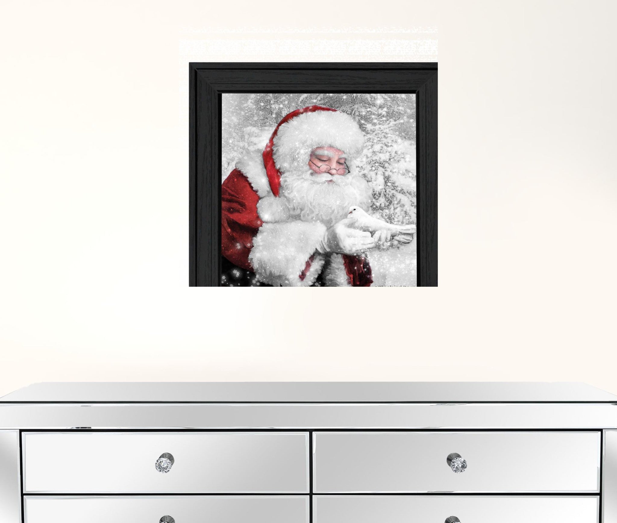 Santas Little Friends 4 Black Framed Print Wall Art