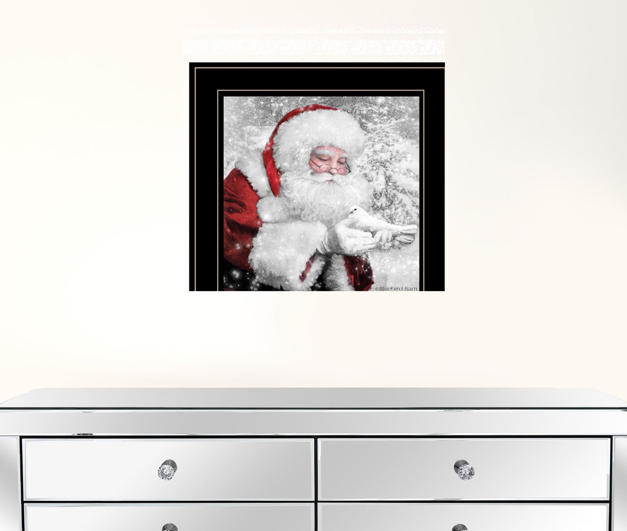 Santas Little Friends 5 Black Framed Print Wall Art