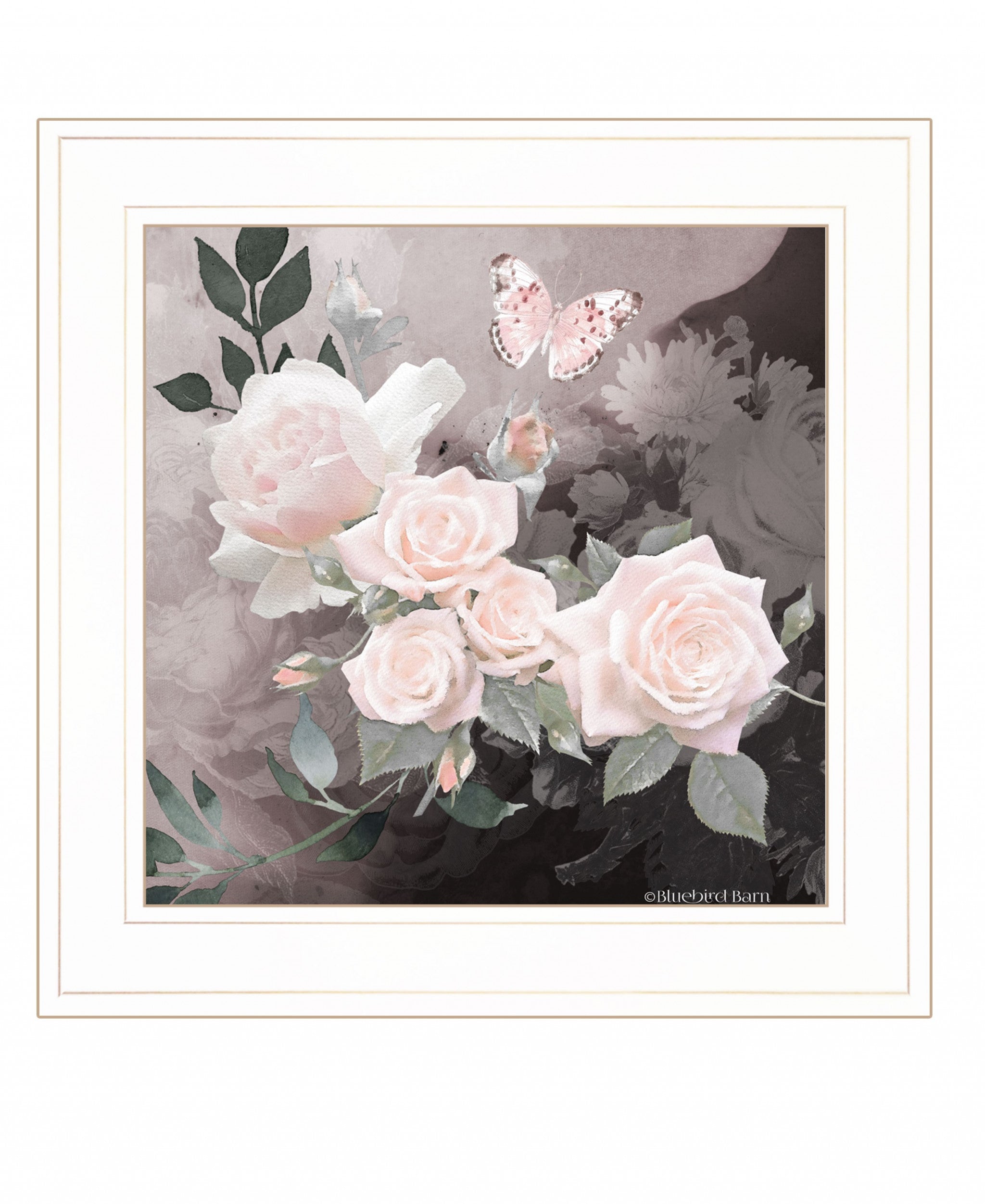 Noir Roses 1 White Framed Print Wall Art