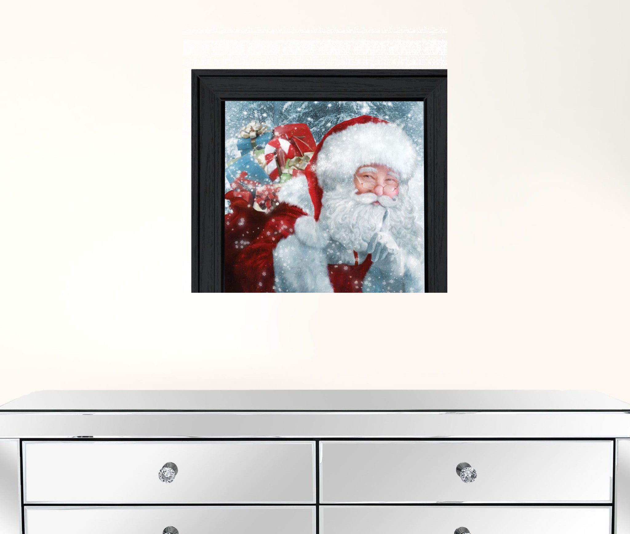 Santas Presents 3 Black Framed Print Wall Art