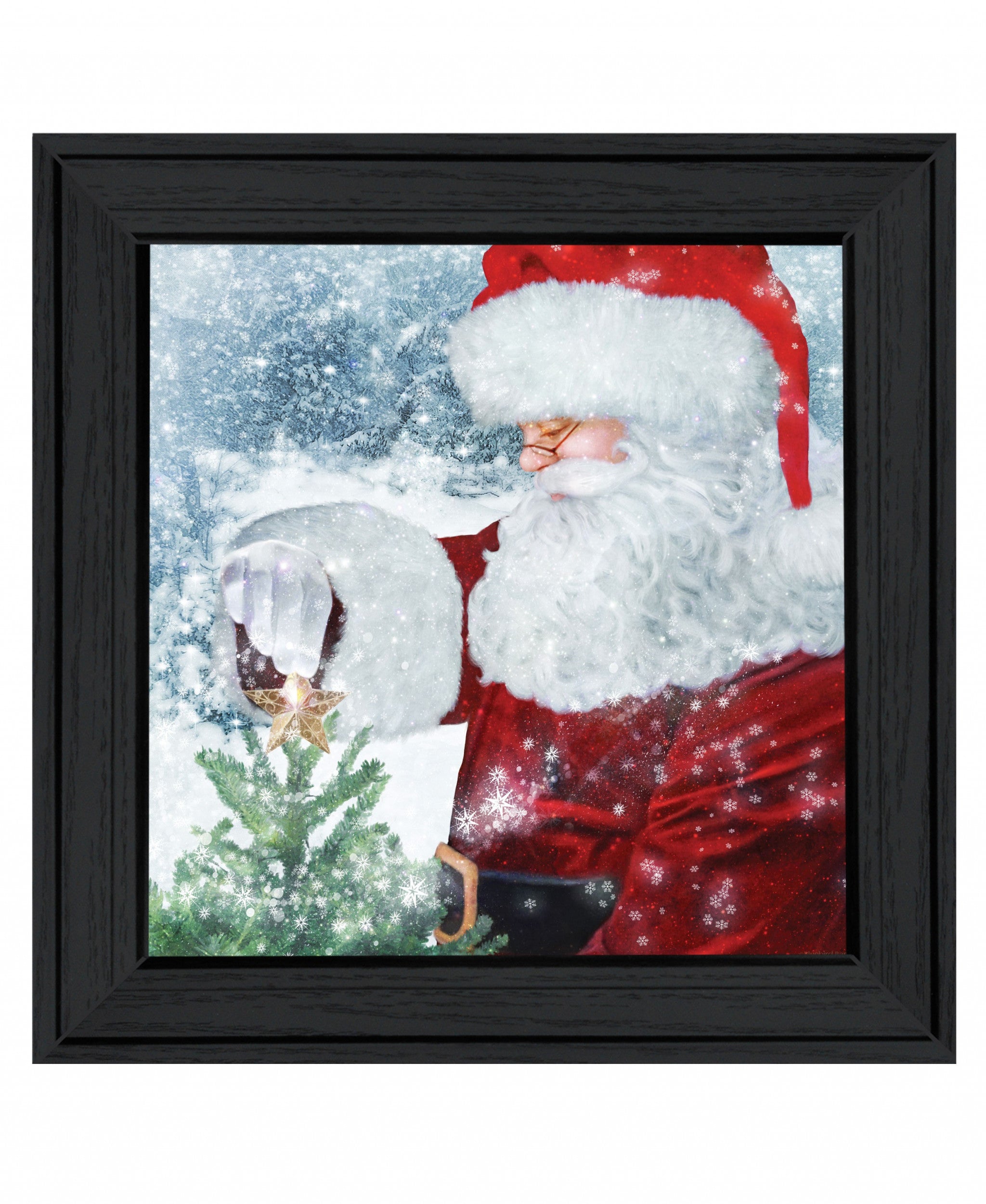 Santas Tree Star 2 Black Framed Print Wall Art