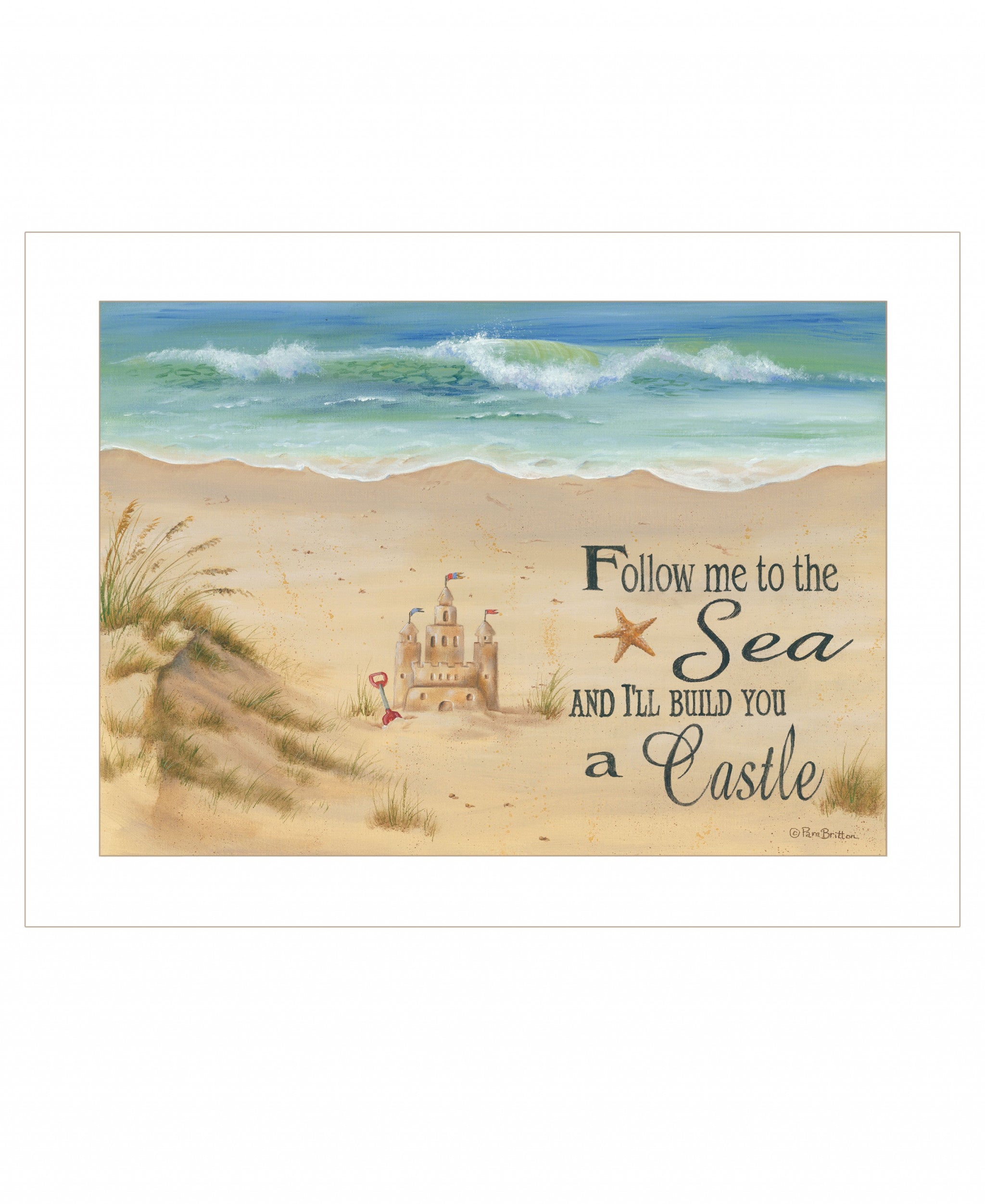 Sand Castle 1 White Framed Print Wall Art