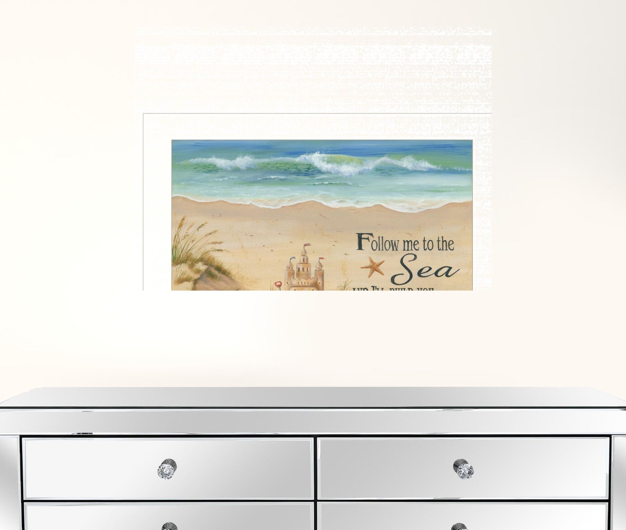 Sand Castle 1 White Framed Print Wall Art