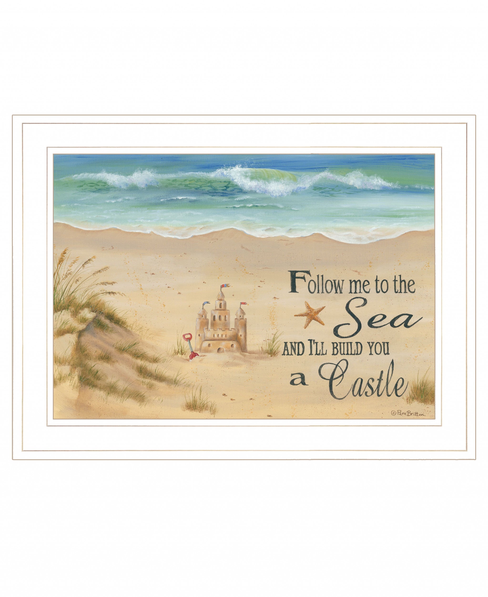 Sand Castle 2 White Framed Print Wall Art