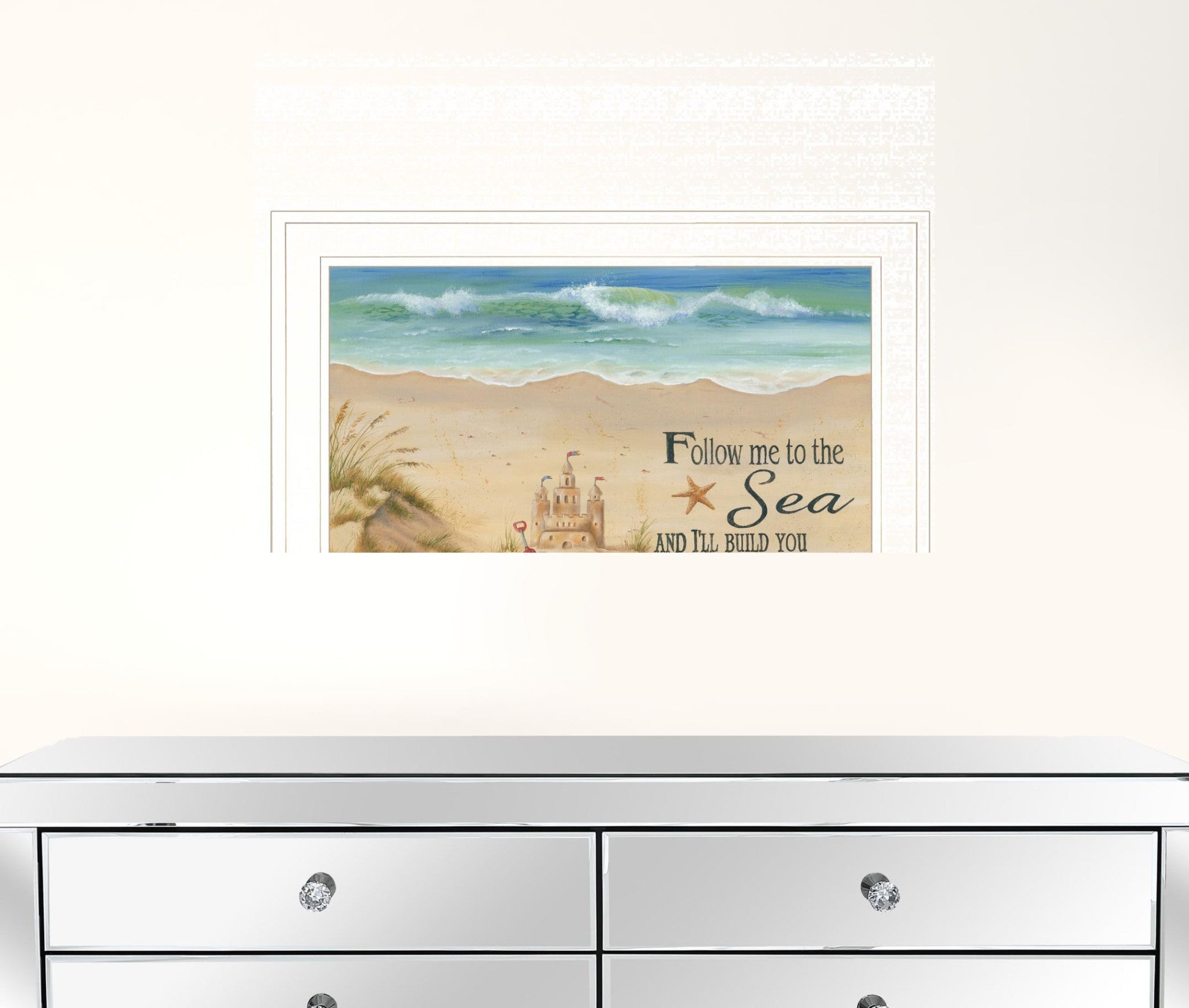 Sand Castle 2 White Framed Print Wall Art