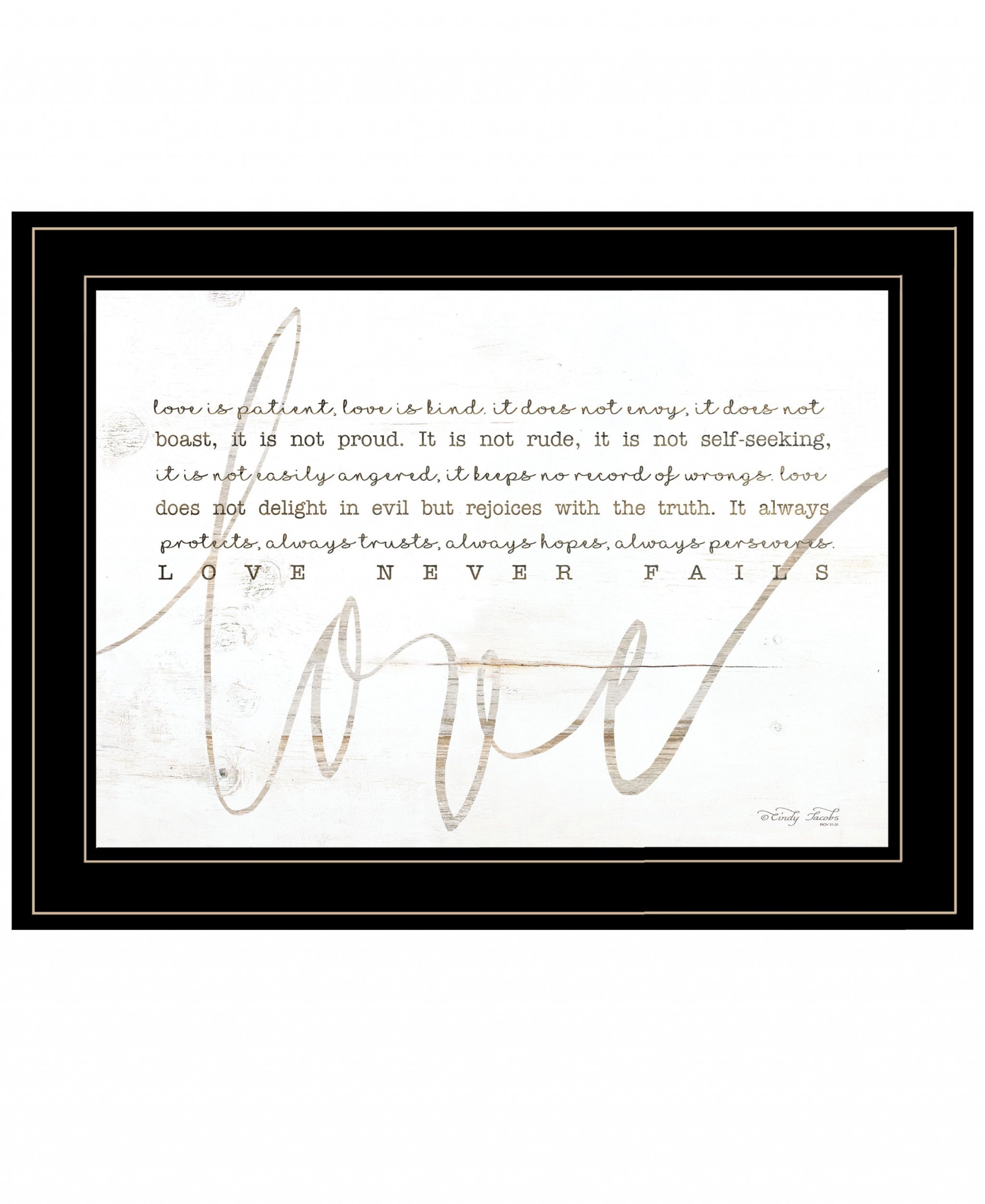 Love Never Fails 3 Black Framed Print Wall Art