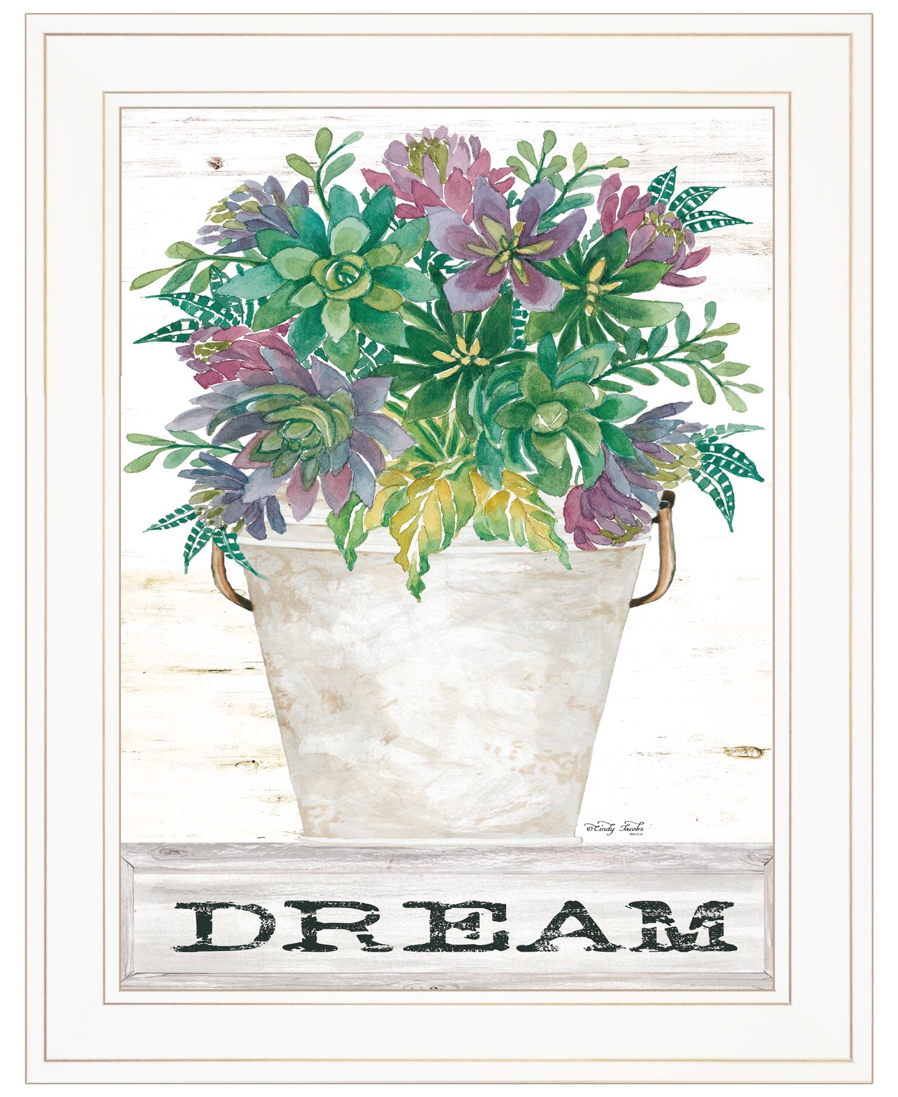 Dream Succulents 2 White Framed Print Wall Art