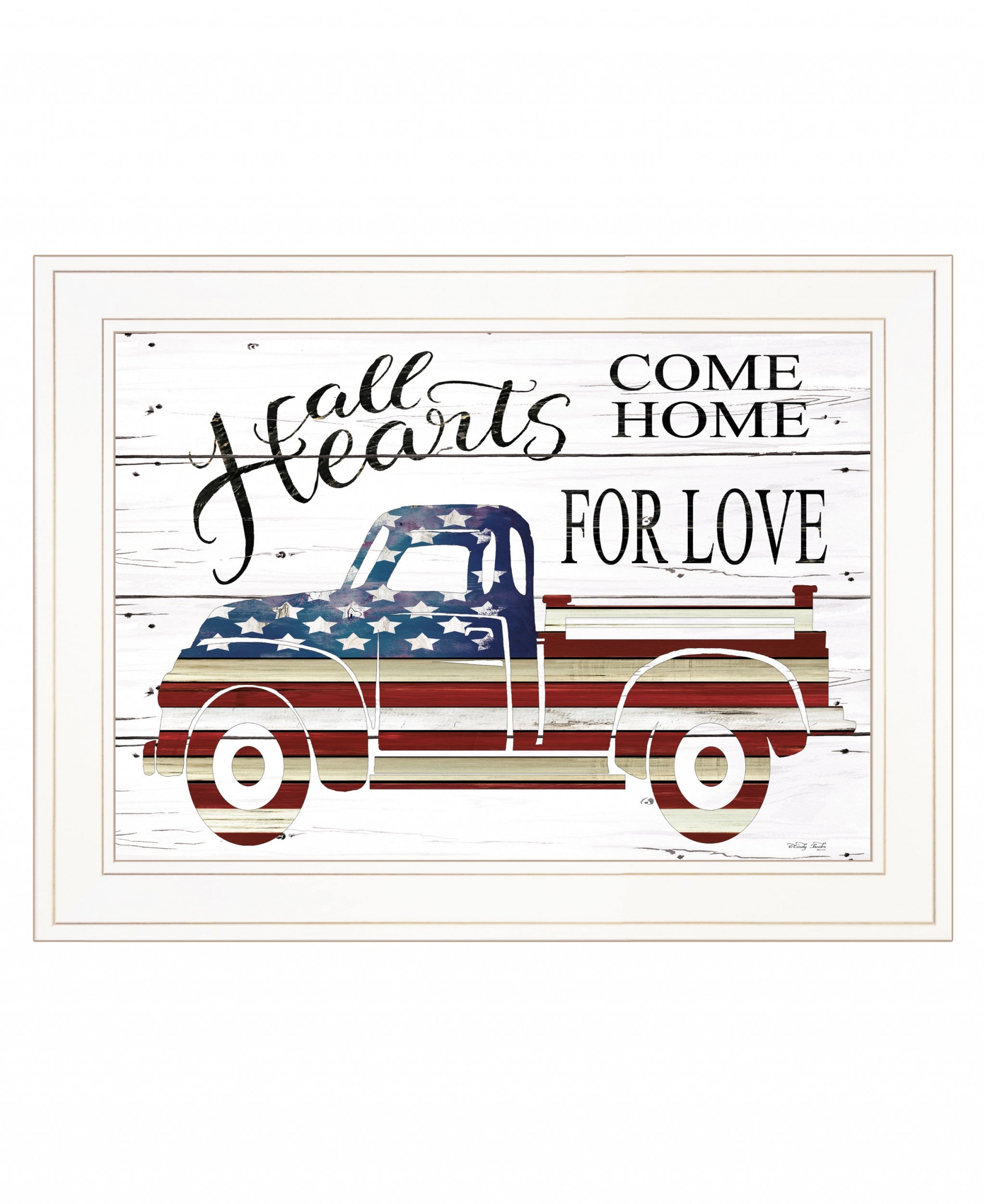 All Hearts Come Home For Love Truck 2 White Framed Print Wall Art