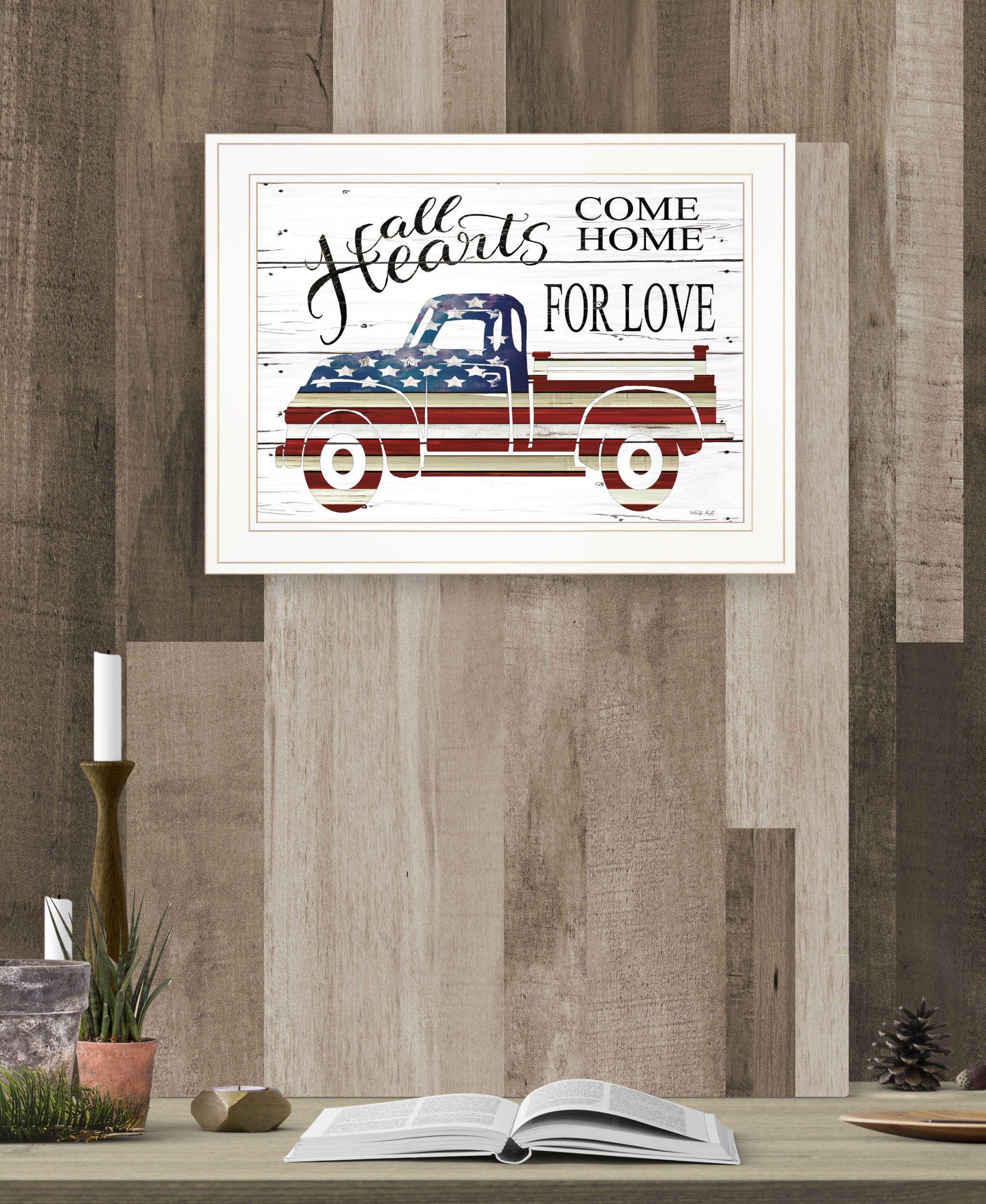 All Hearts Come Home For Love Truck 2 White Framed Print Wall Art