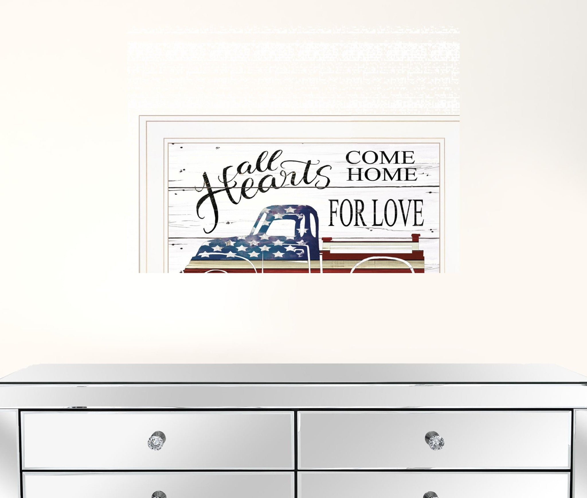 All Hearts Come Home For Love Truck 2 White Framed Print Wall Art