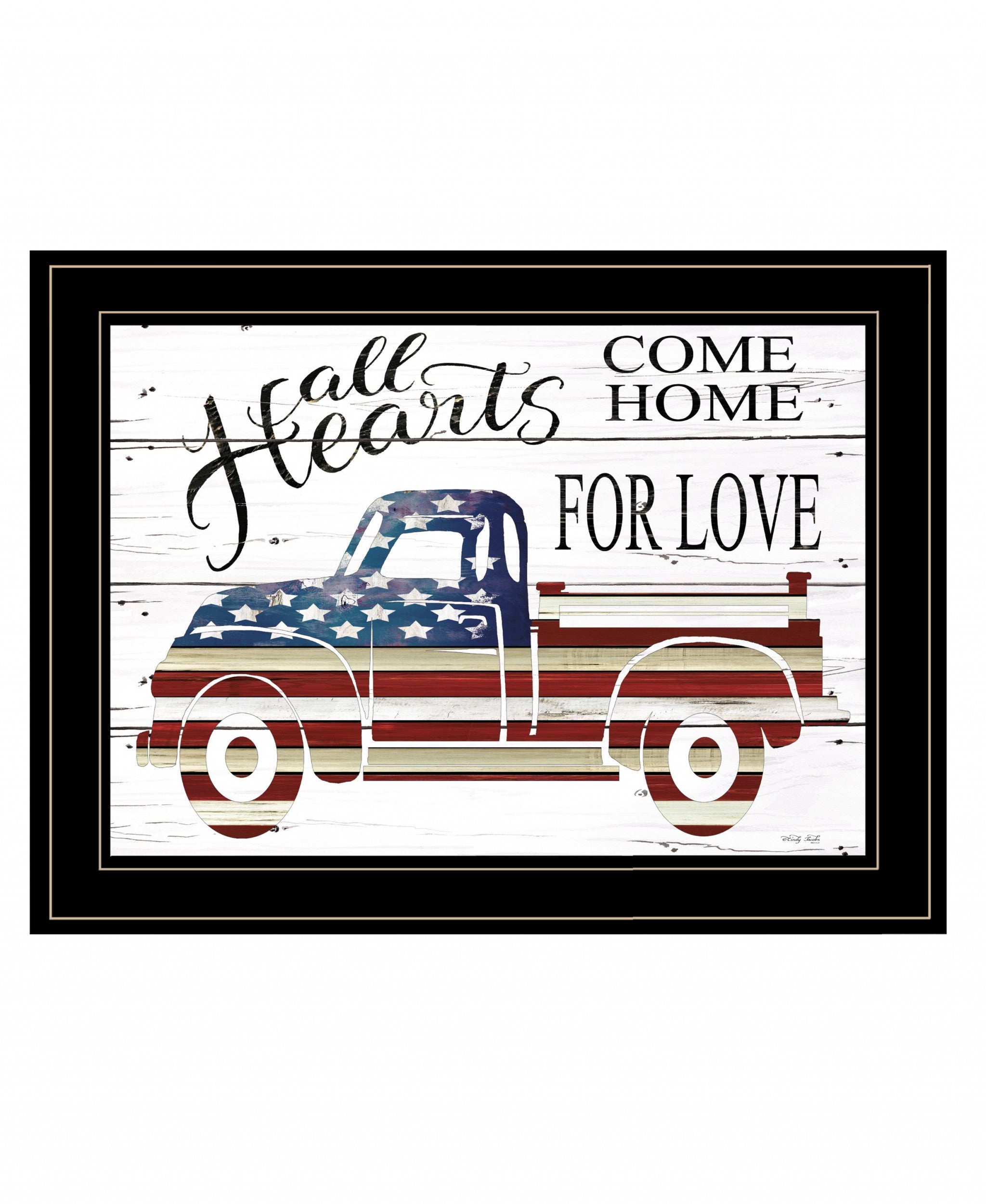 All Hearts Come Home For Love Truck 3 Black Framed Print Wall Art