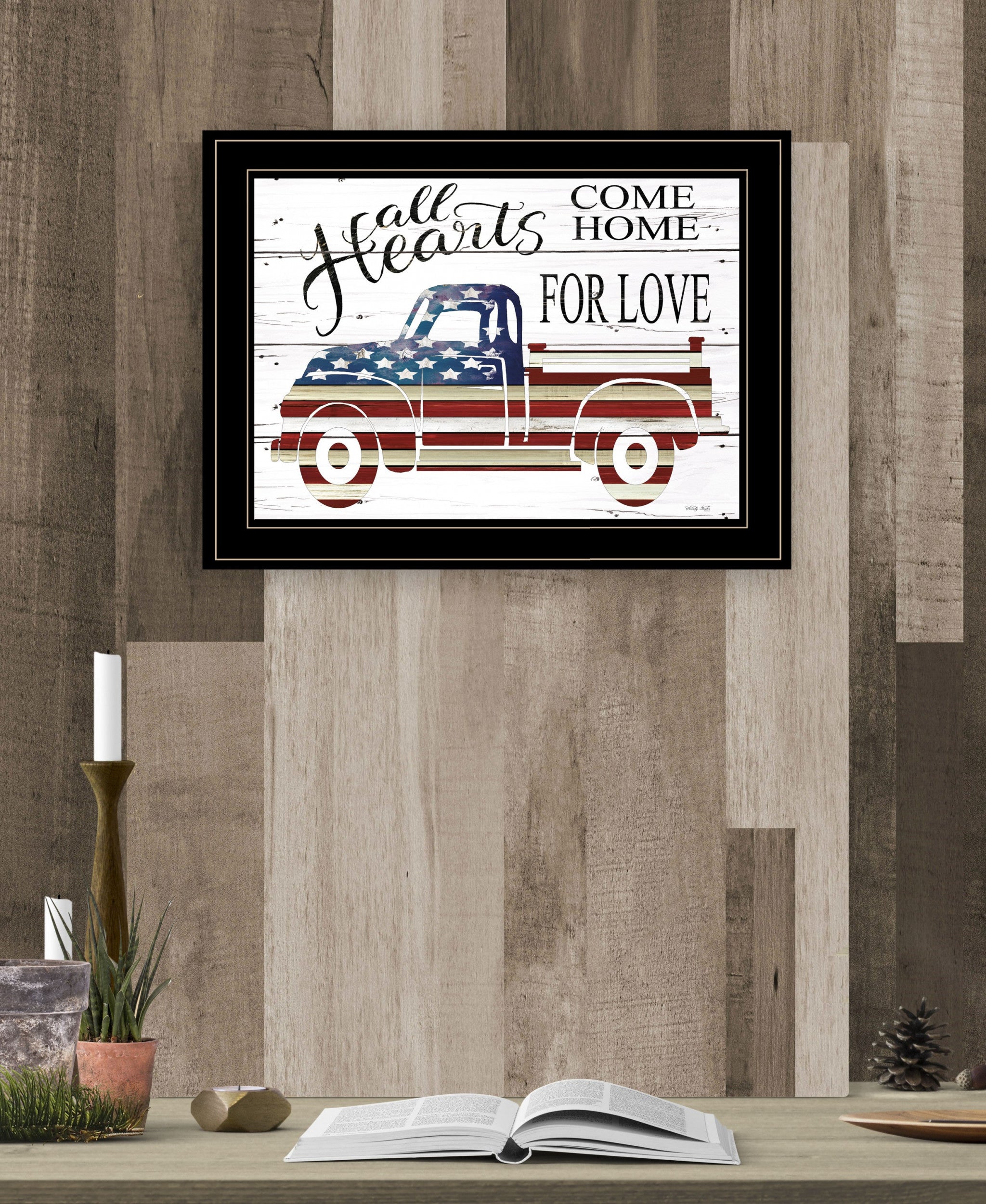 All Hearts Come Home For Love Truck 3 Black Framed Print Wall Art