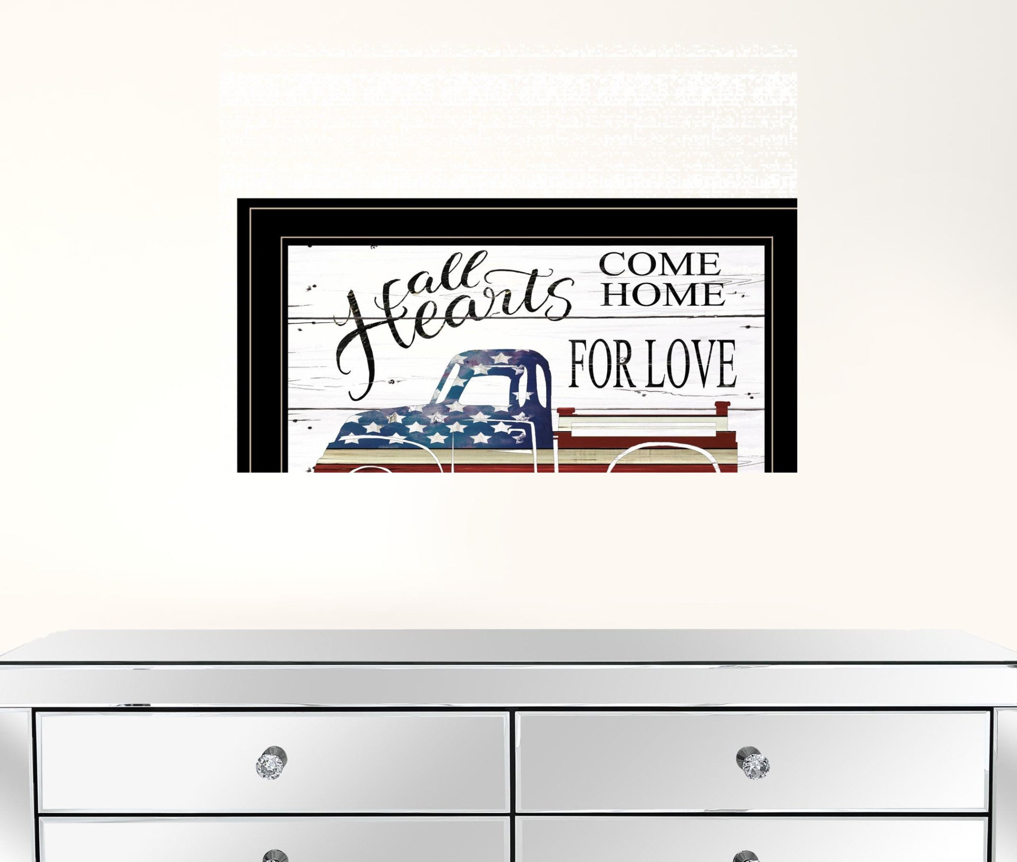 All Hearts Come Home For Love Truck 3 Black Framed Print Wall Art