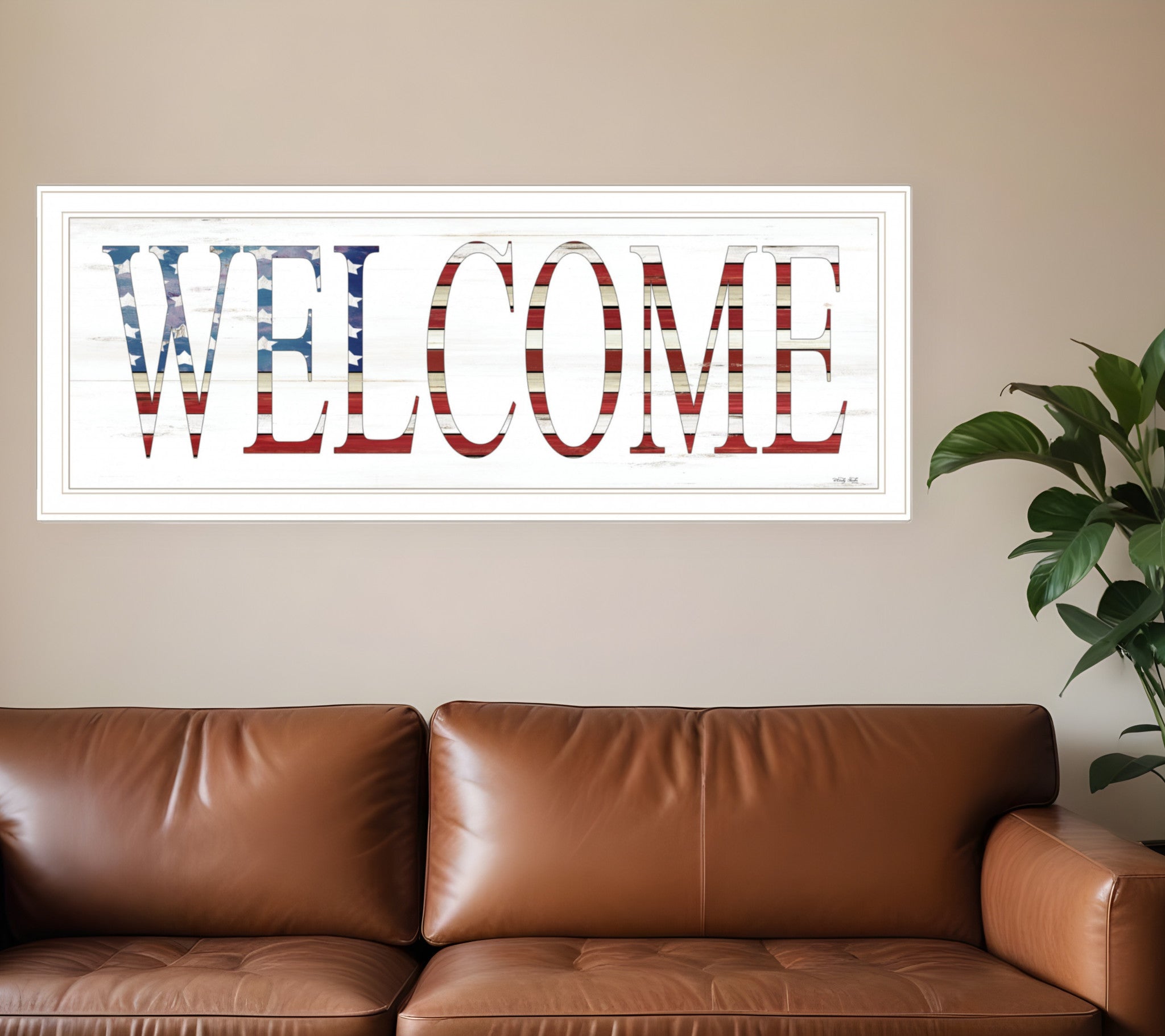 Patriotic Welcome 1 White Framed Print Wall Art