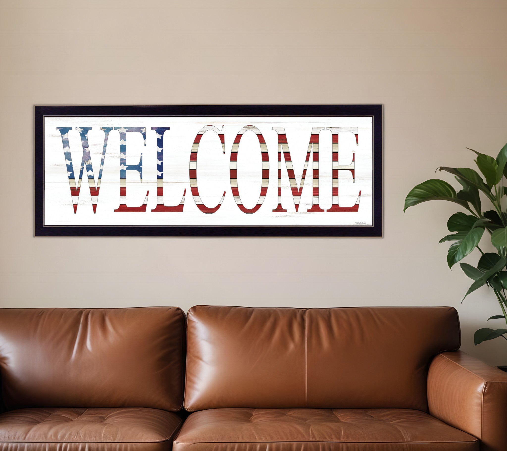 Patriotic Welcome 3 Black Framed Print Wall Art