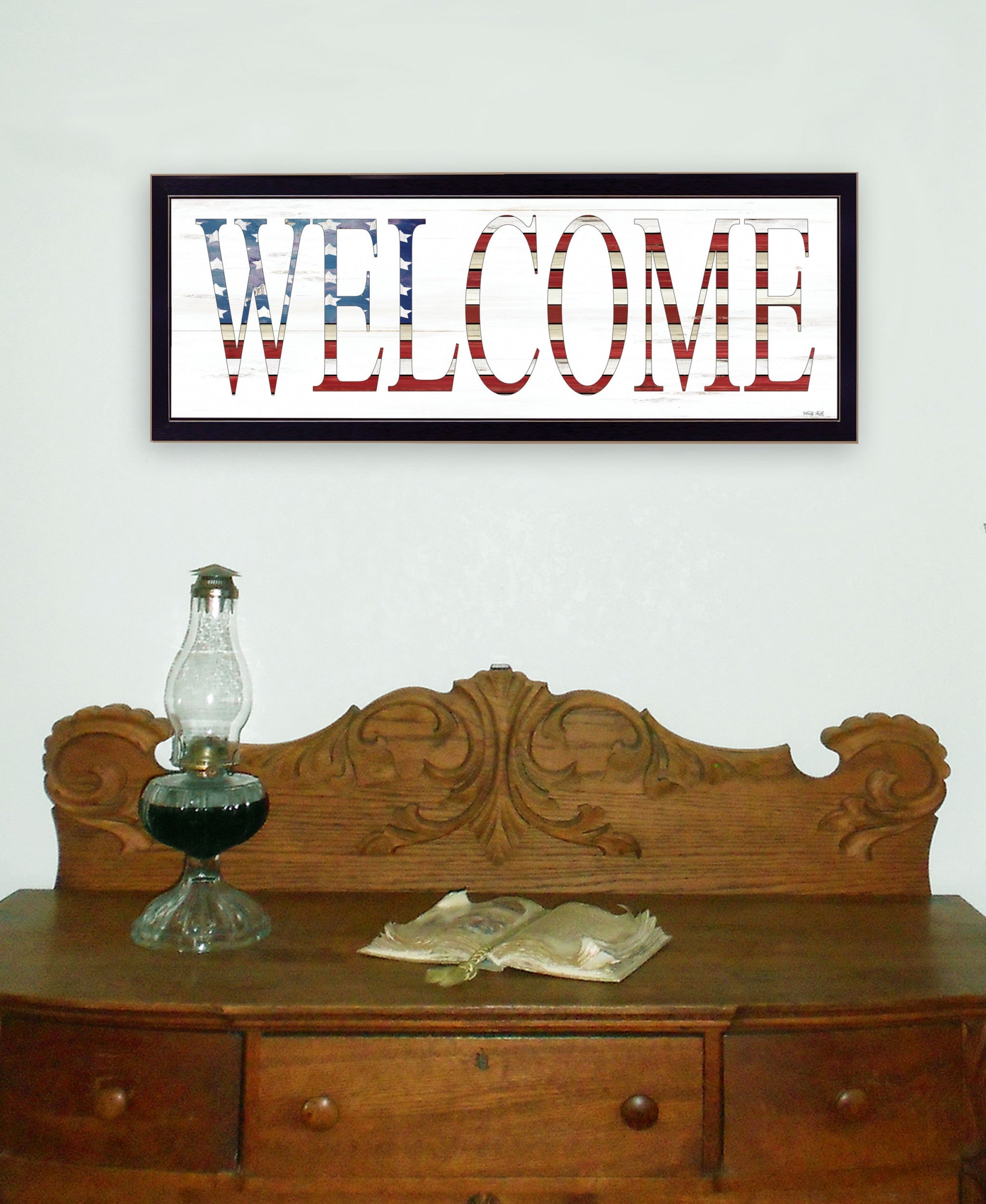 Patriotic Welcome 3 Black Framed Print Wall Art