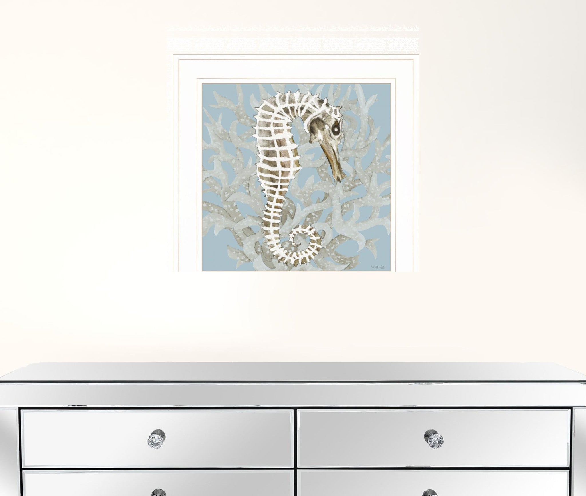 Coral Seahorse I 2 White Framed Print Wall Art