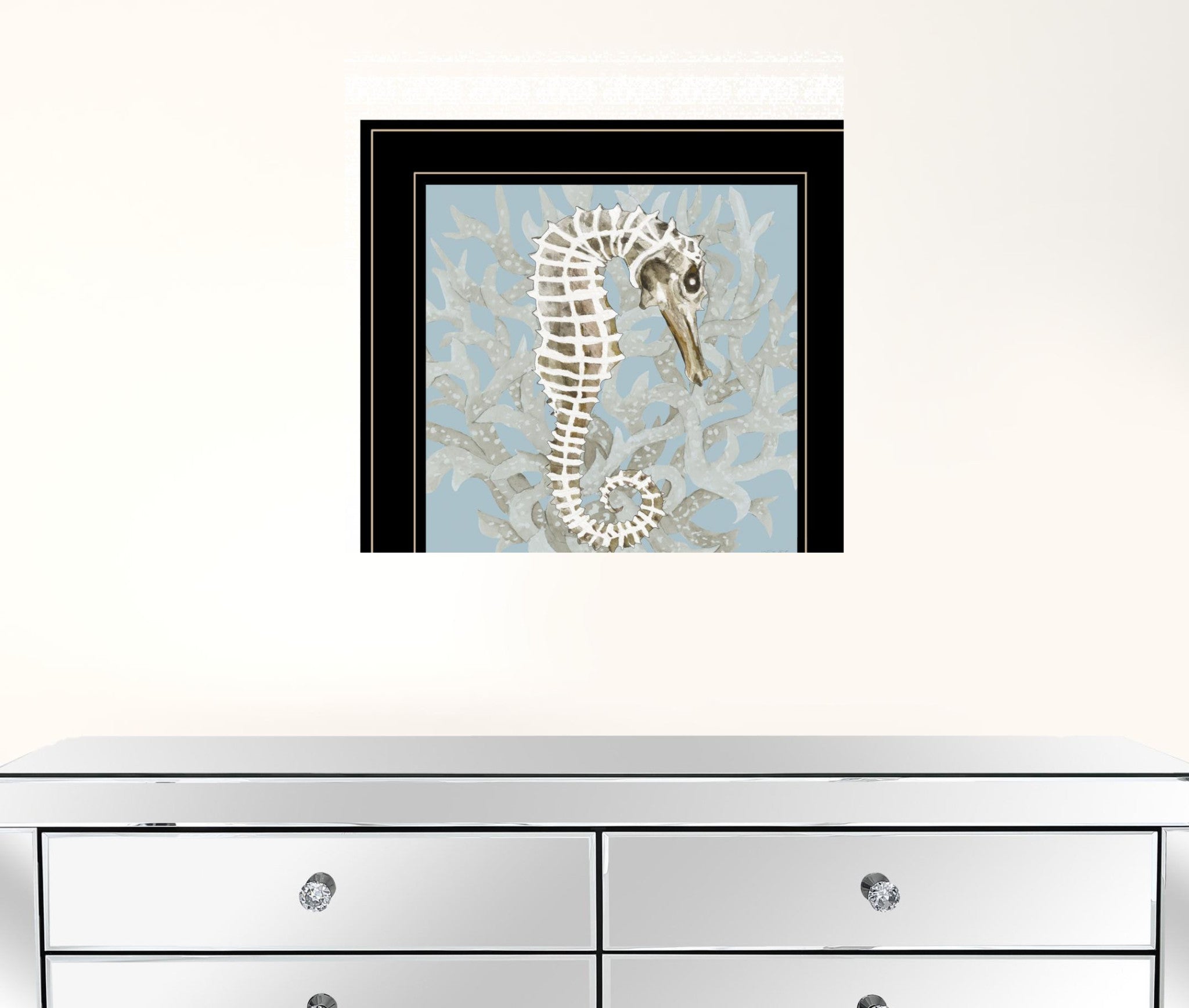 Coral Seahorse I 3 Black Framed Print Wall Art