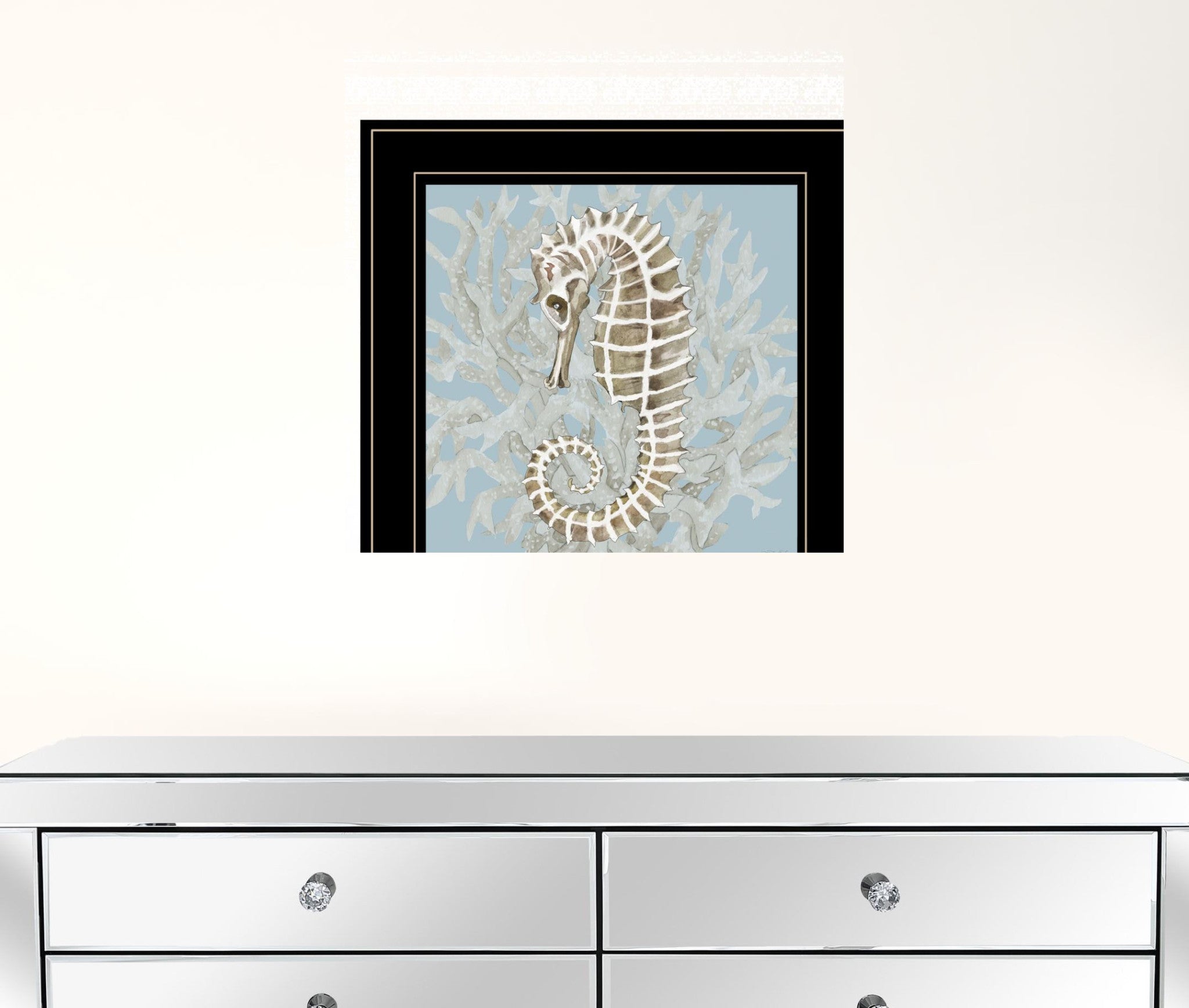 Coral Seahorse II 3 Black Framed Print Wall Art