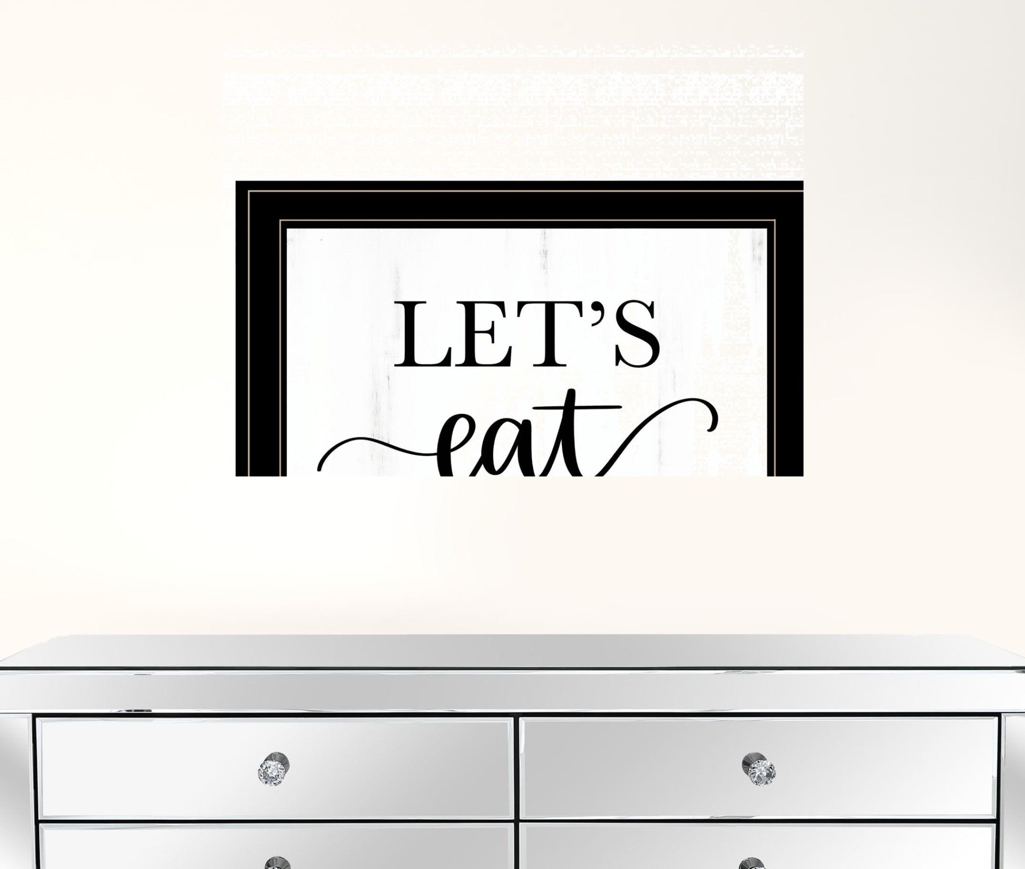 Lets Eat 3 Black Framed Print Wall Art