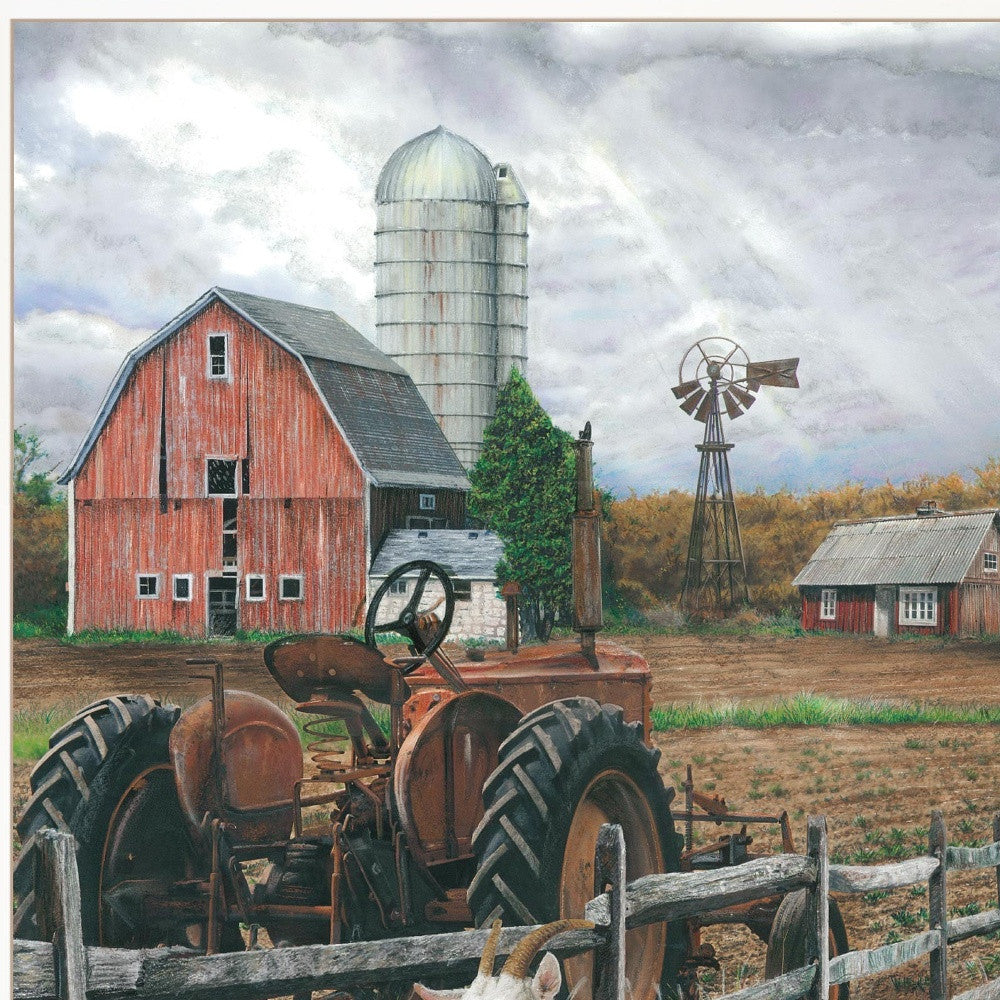 The Old Tractor 2 White Framed Print Wall Art