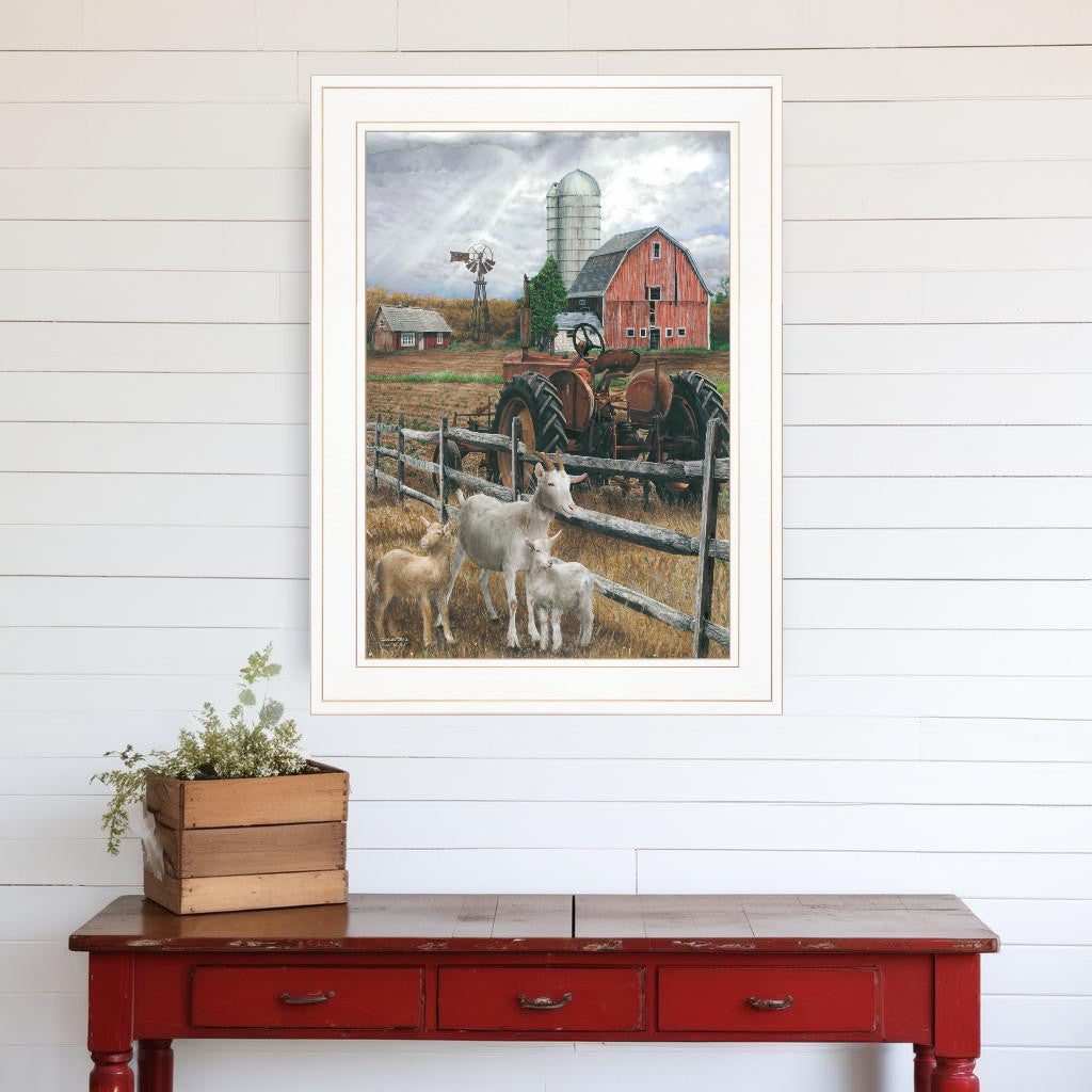 The Old Tractor 2 White Framed Print Wall Art