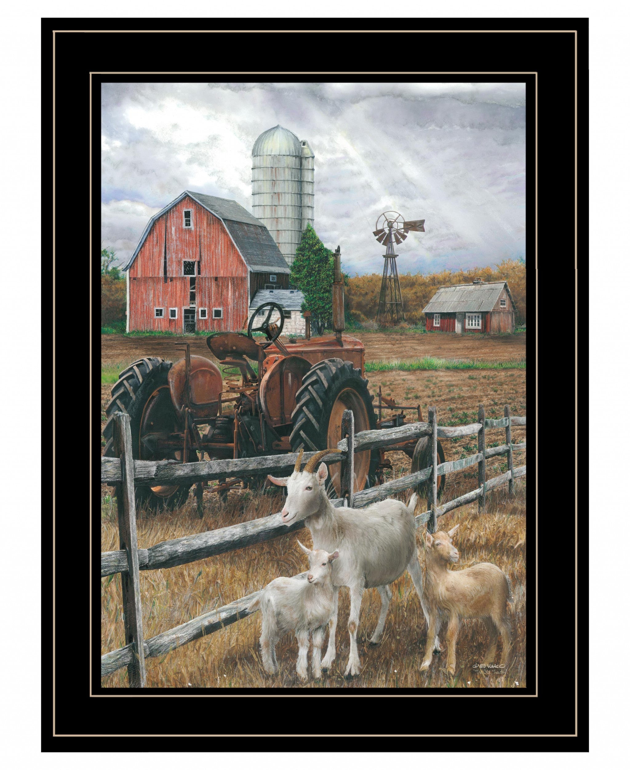 The Old Tractor 3 Black Framed Print Wall Art