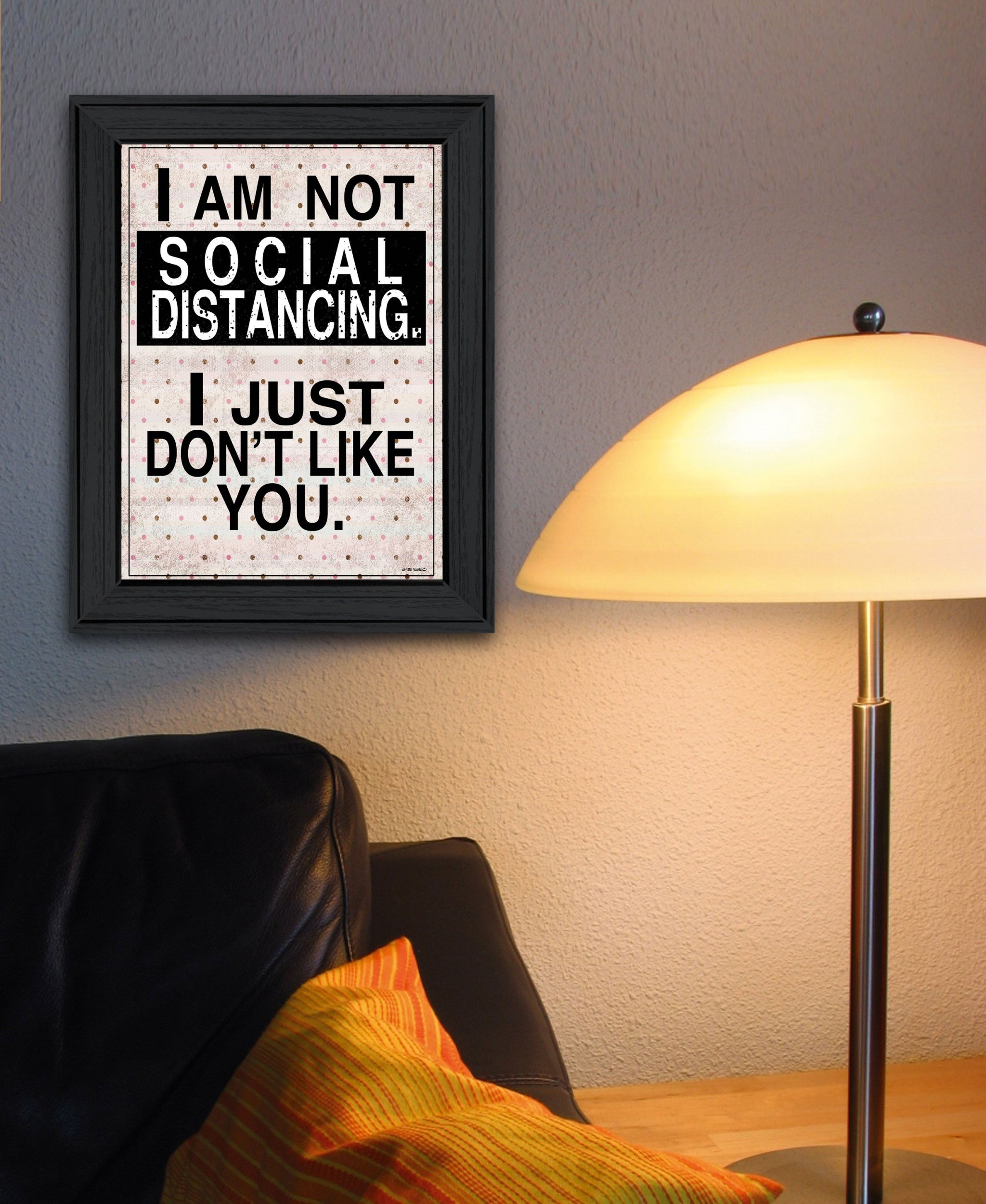 Social Distancing 1 Black Framed Print Wall Art