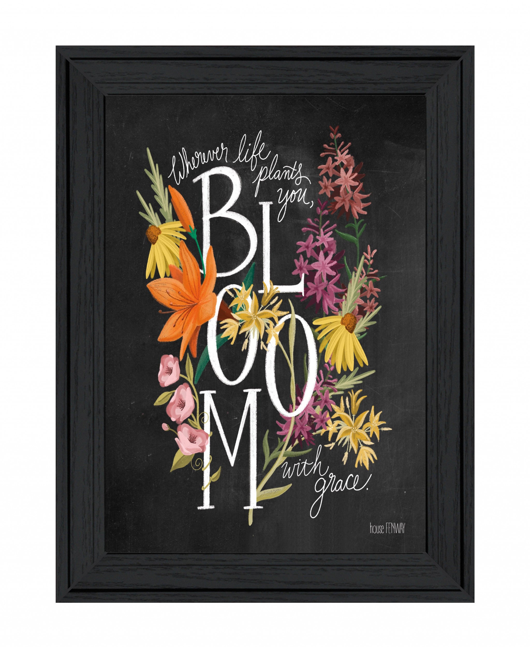 Bloom With Grace 3 Black Framed Print Wall Art