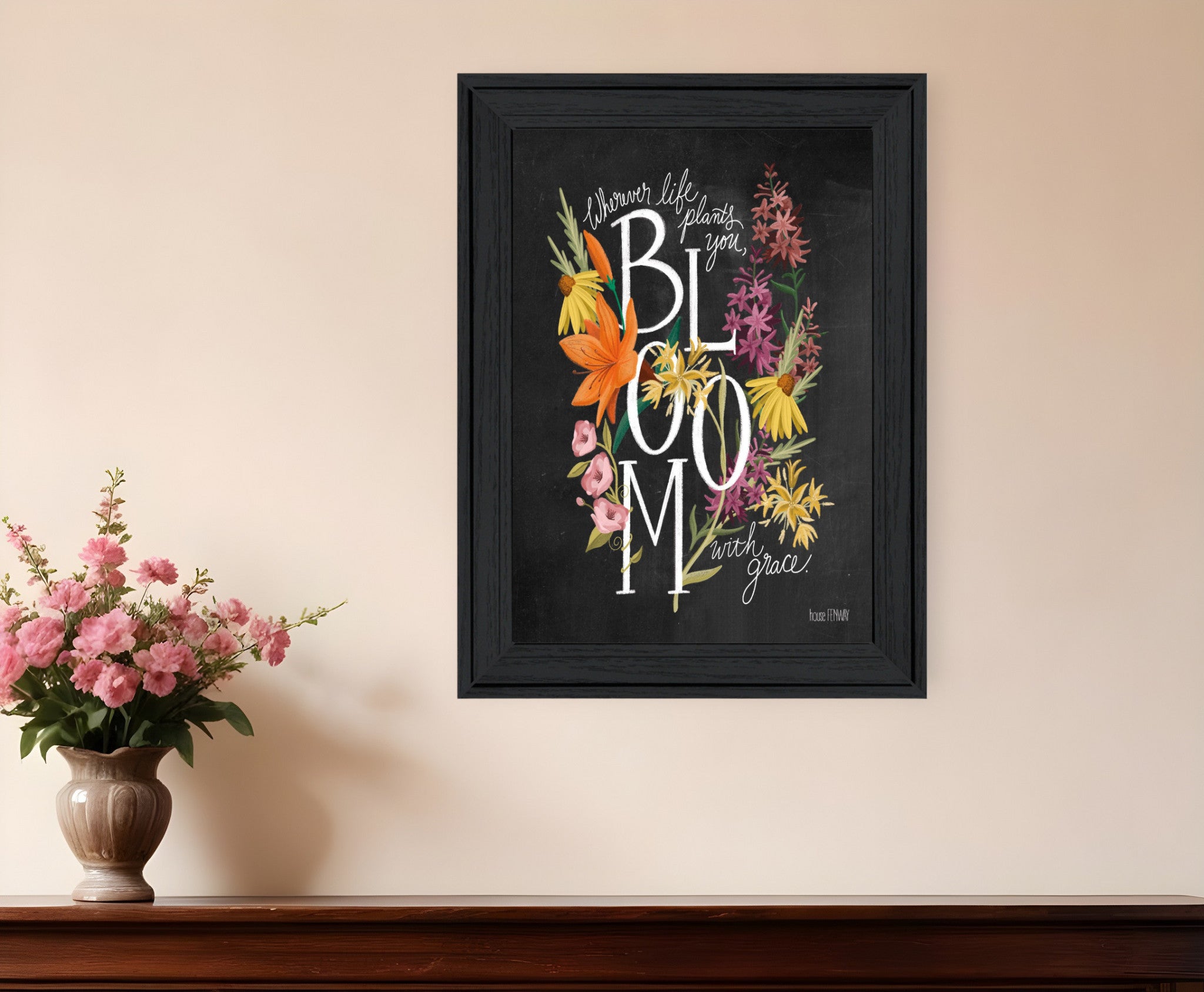 Bloom with Grace 3 Black Framed Print Wall Art