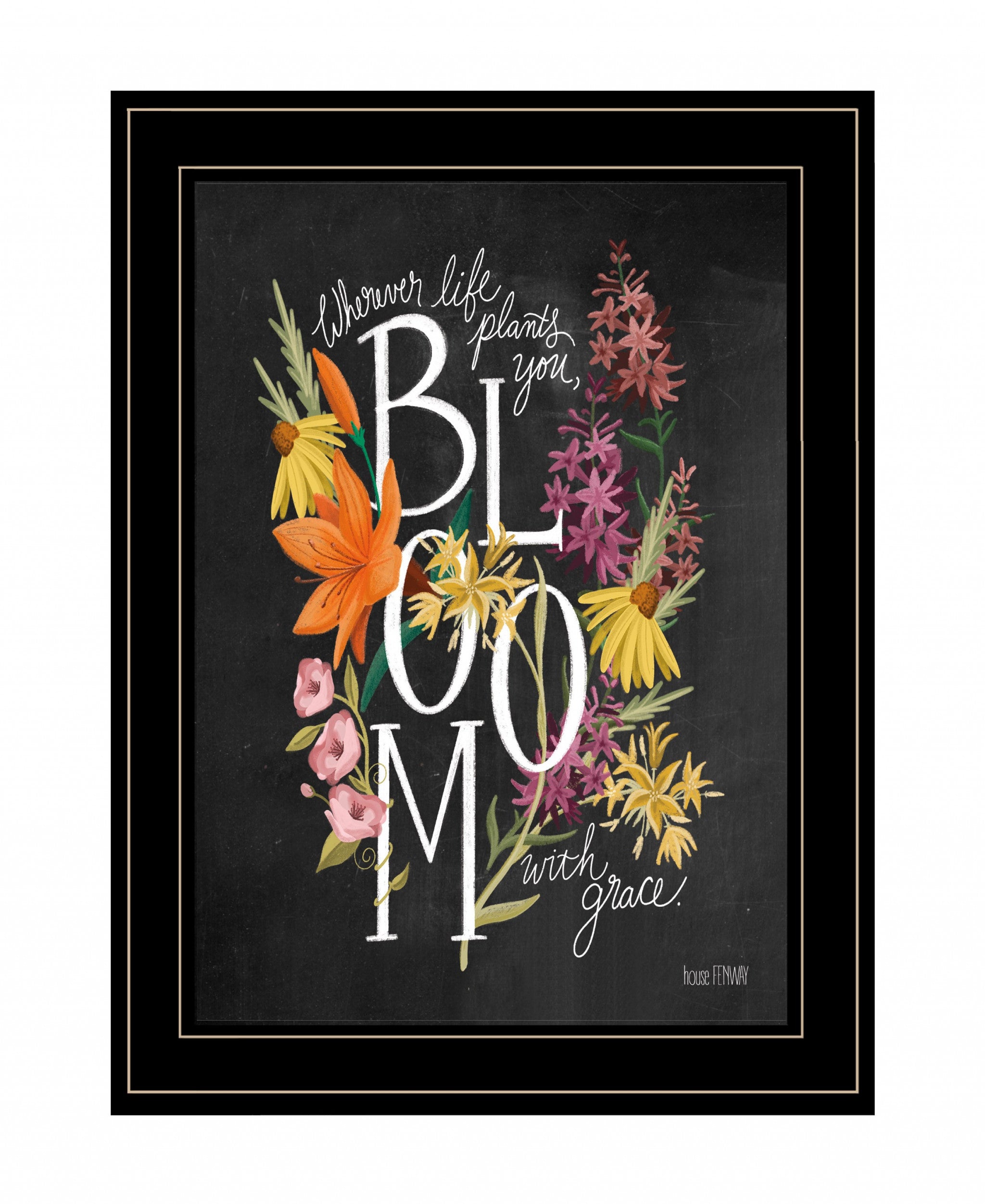 Bloom with Grace 4 Black Framed Print Wall Art