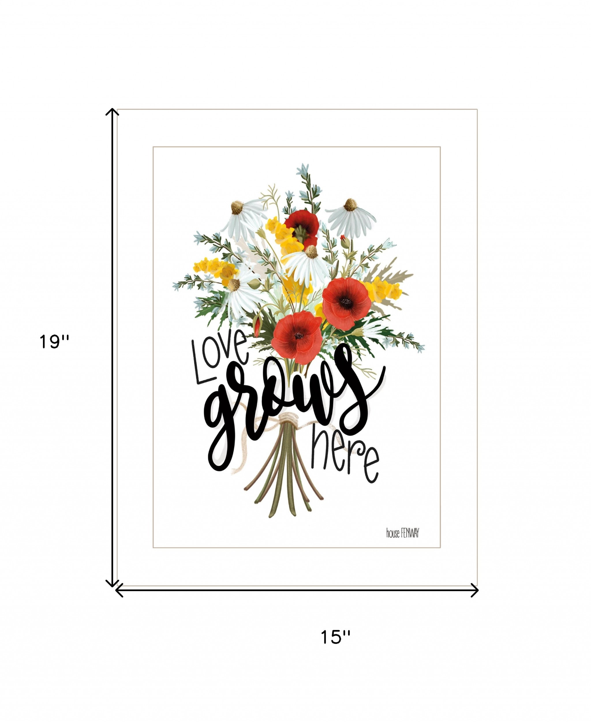 Love Grows Here 2 White Framed Print Wall Art