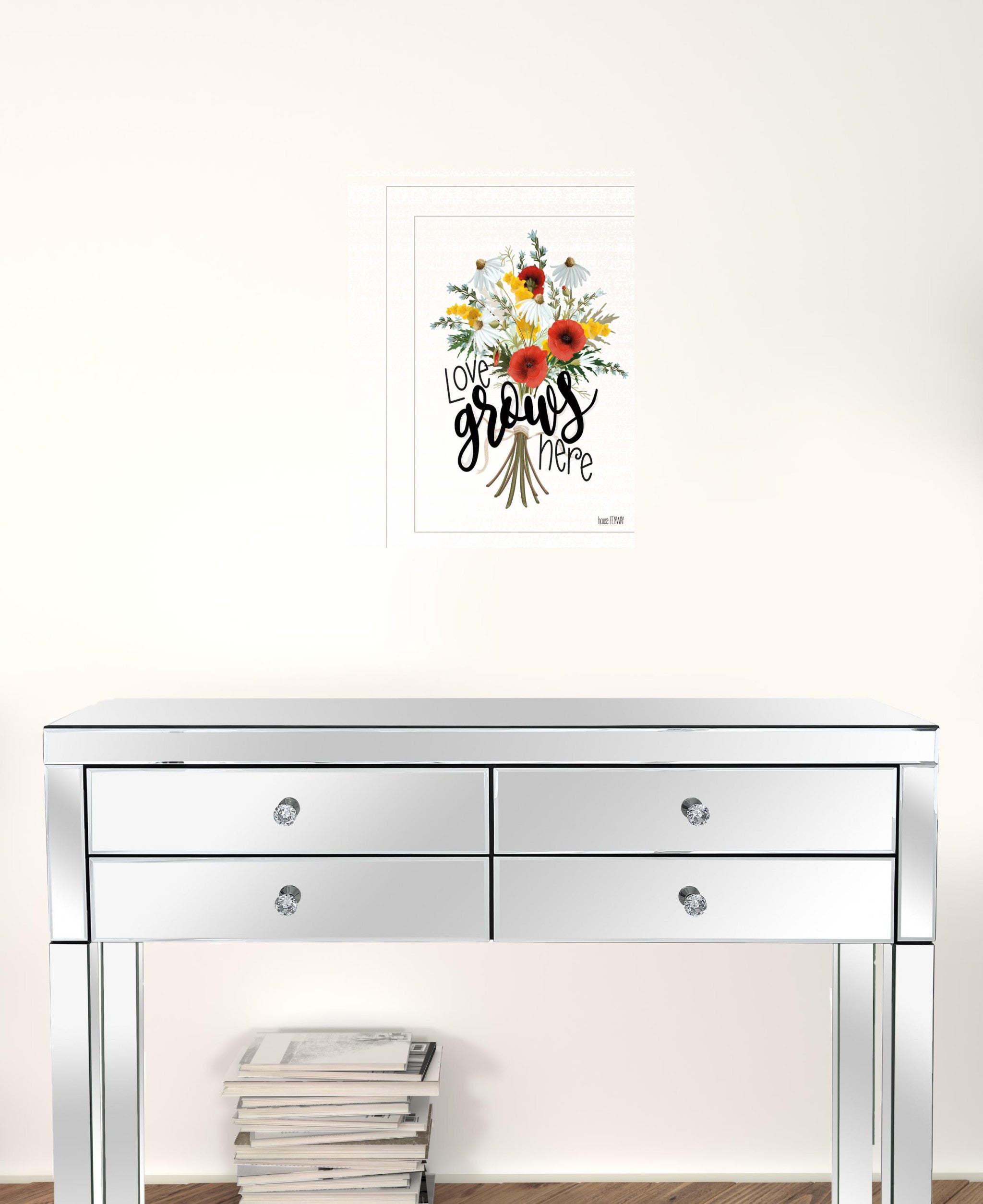 Love Grows Here 2 White Framed Print Wall Art