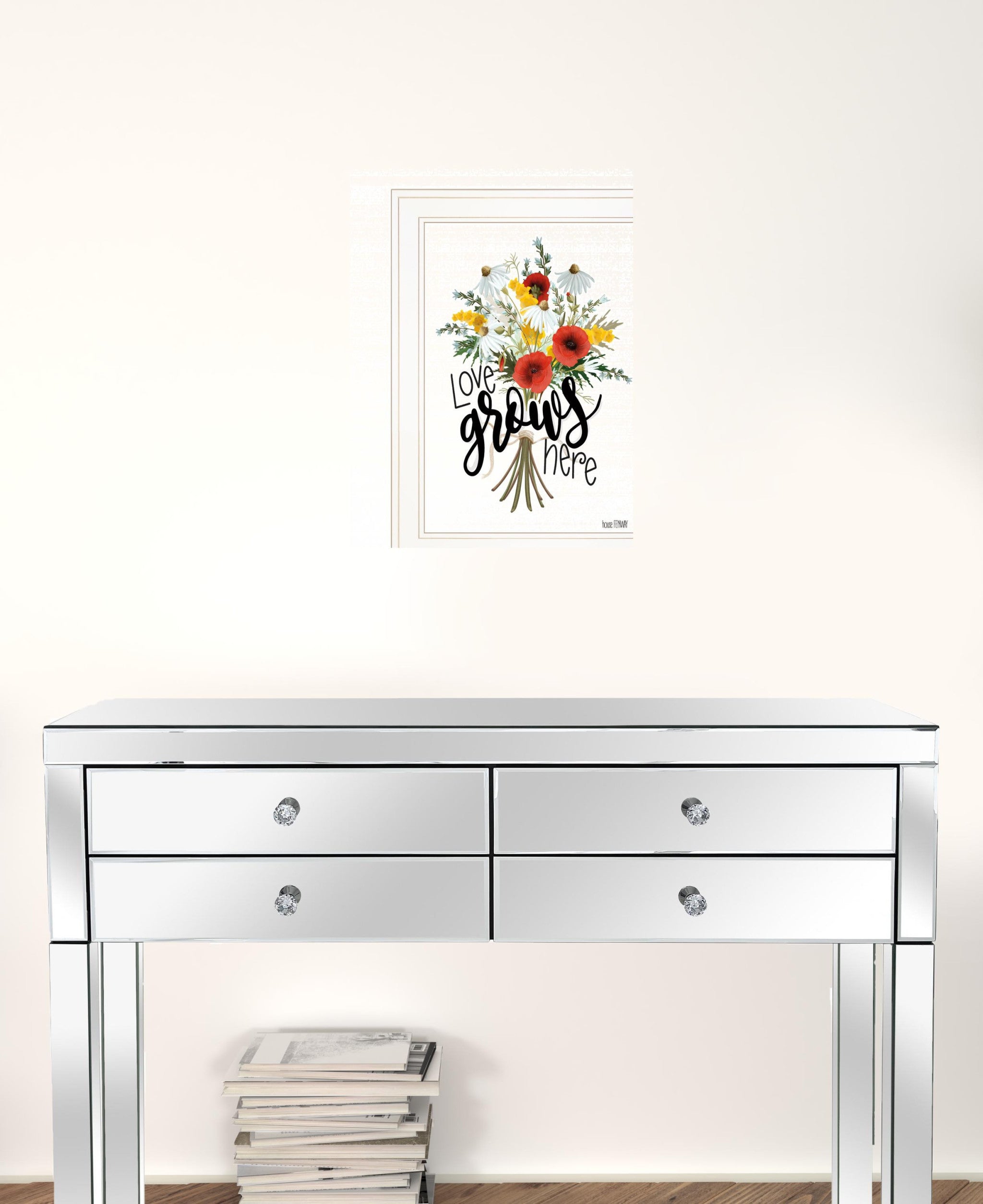 Love Grows Here 3 White Framed Print Wall Art