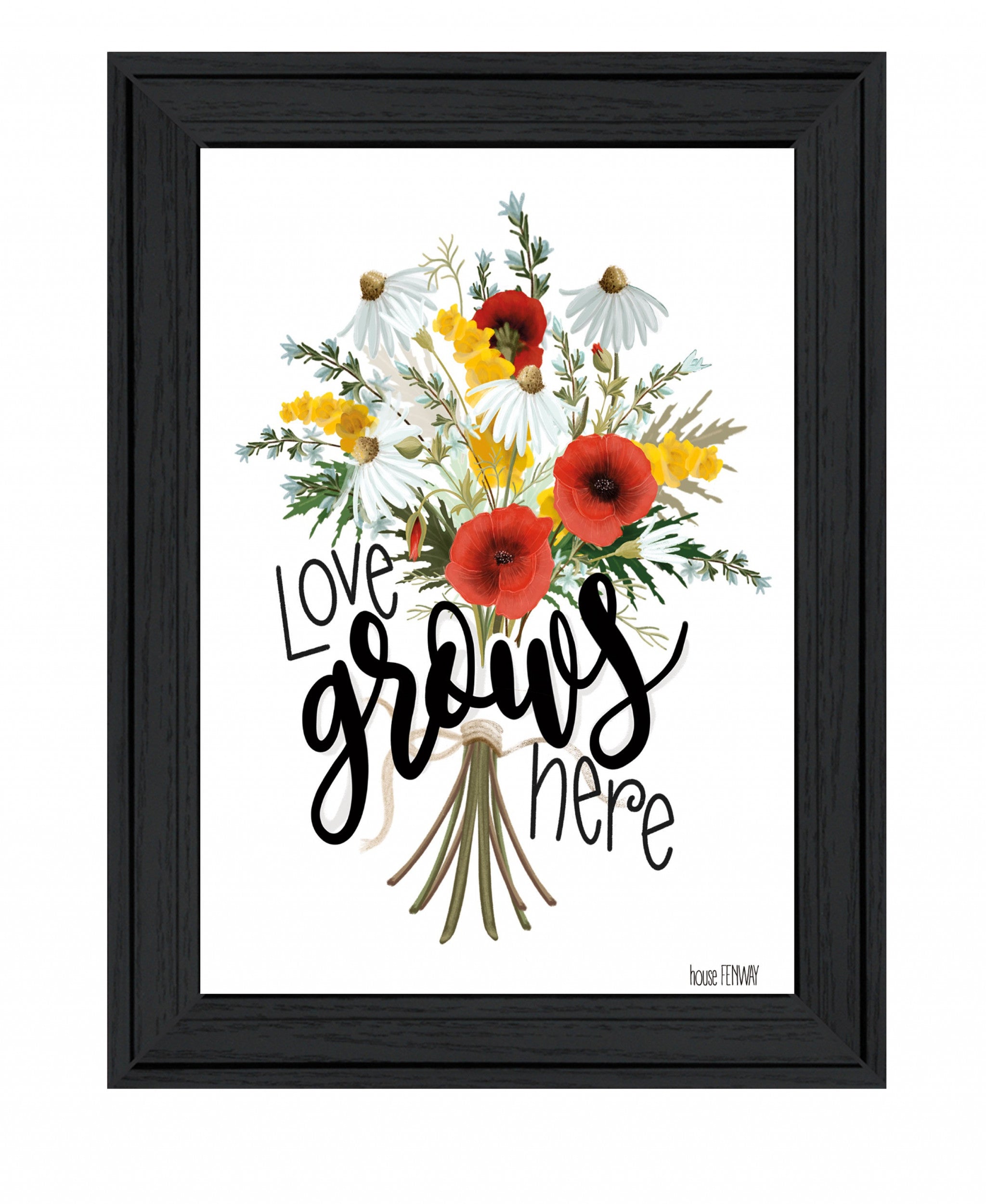 Love Grows Here 4 Black Framed Print Wall Art