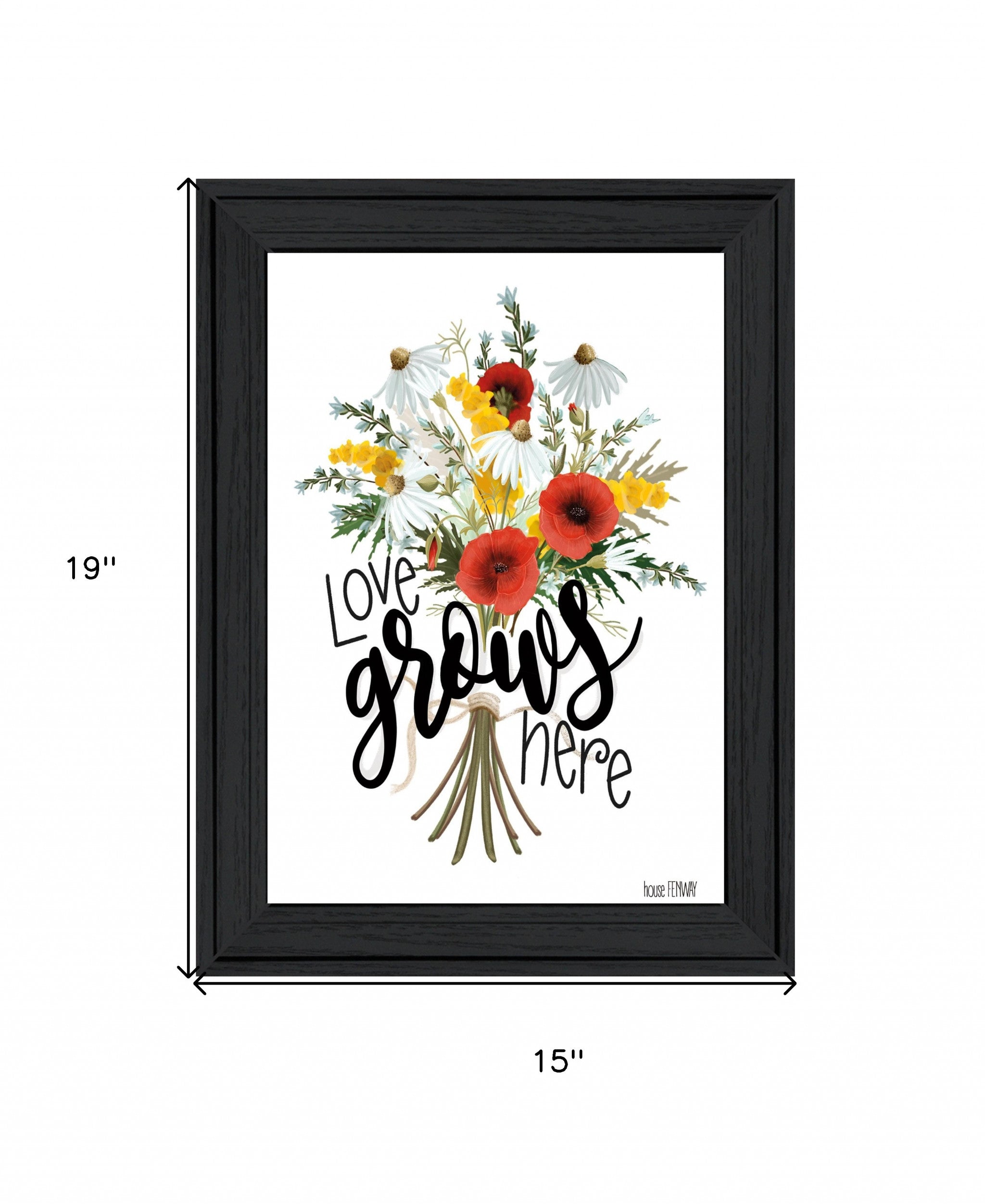 Love Grows Here 4 Black Framed Print Wall Art