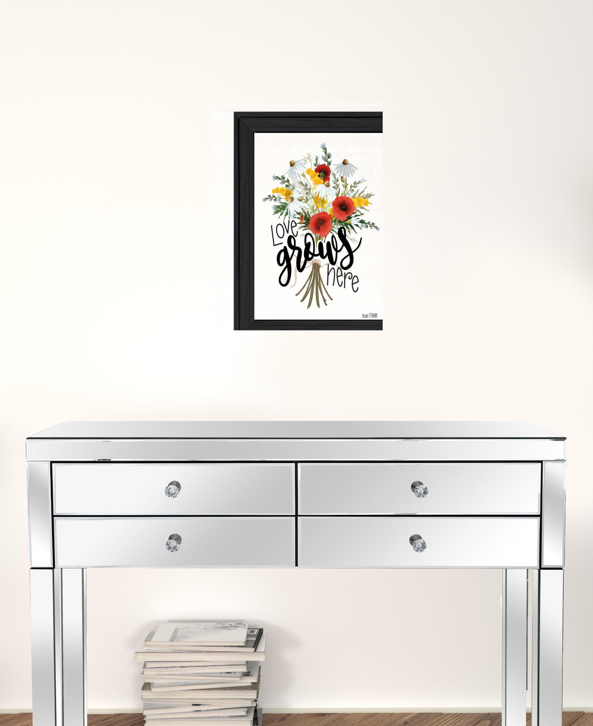 Love Grows Here 4 Black Framed Print Wall Art