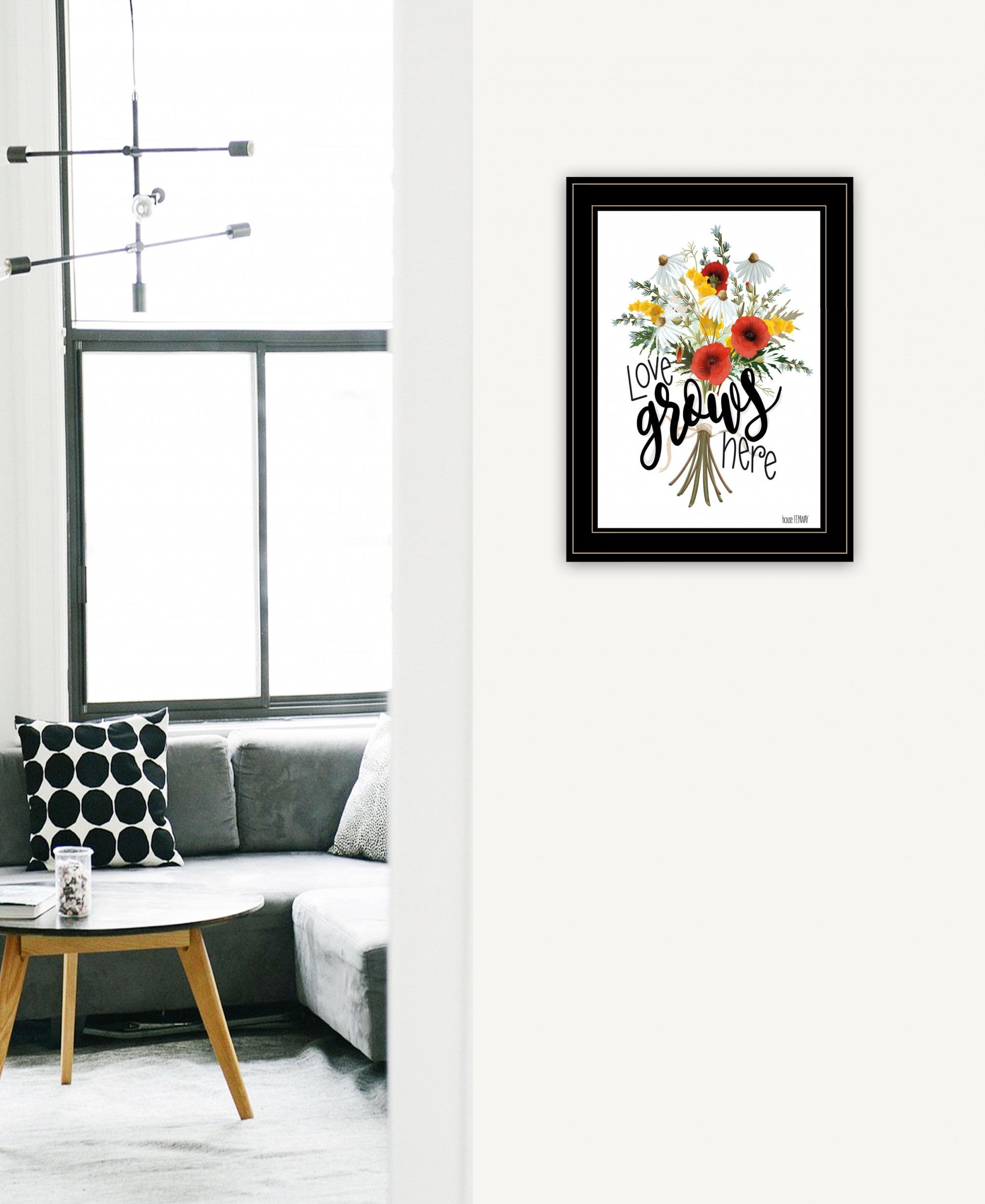 Love Grows Here 5 Black Framed Print Wall Art