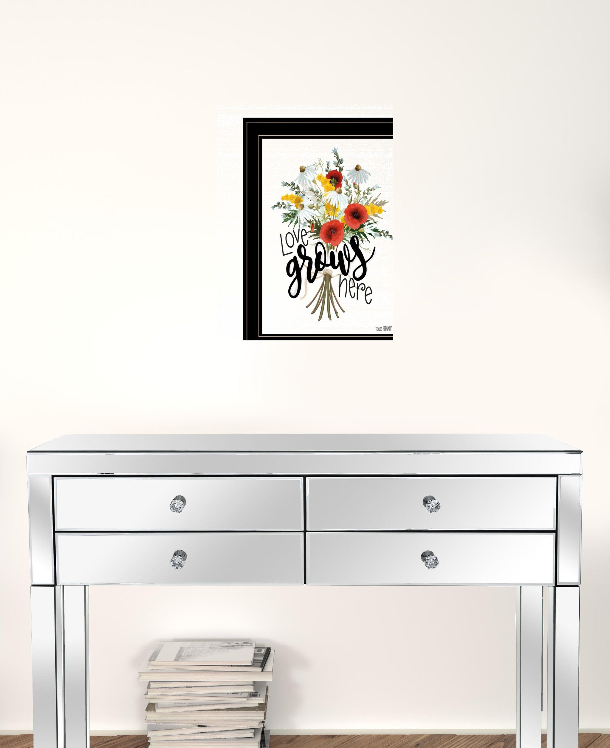 Love Grows Here 5 Black Framed Print Wall Art