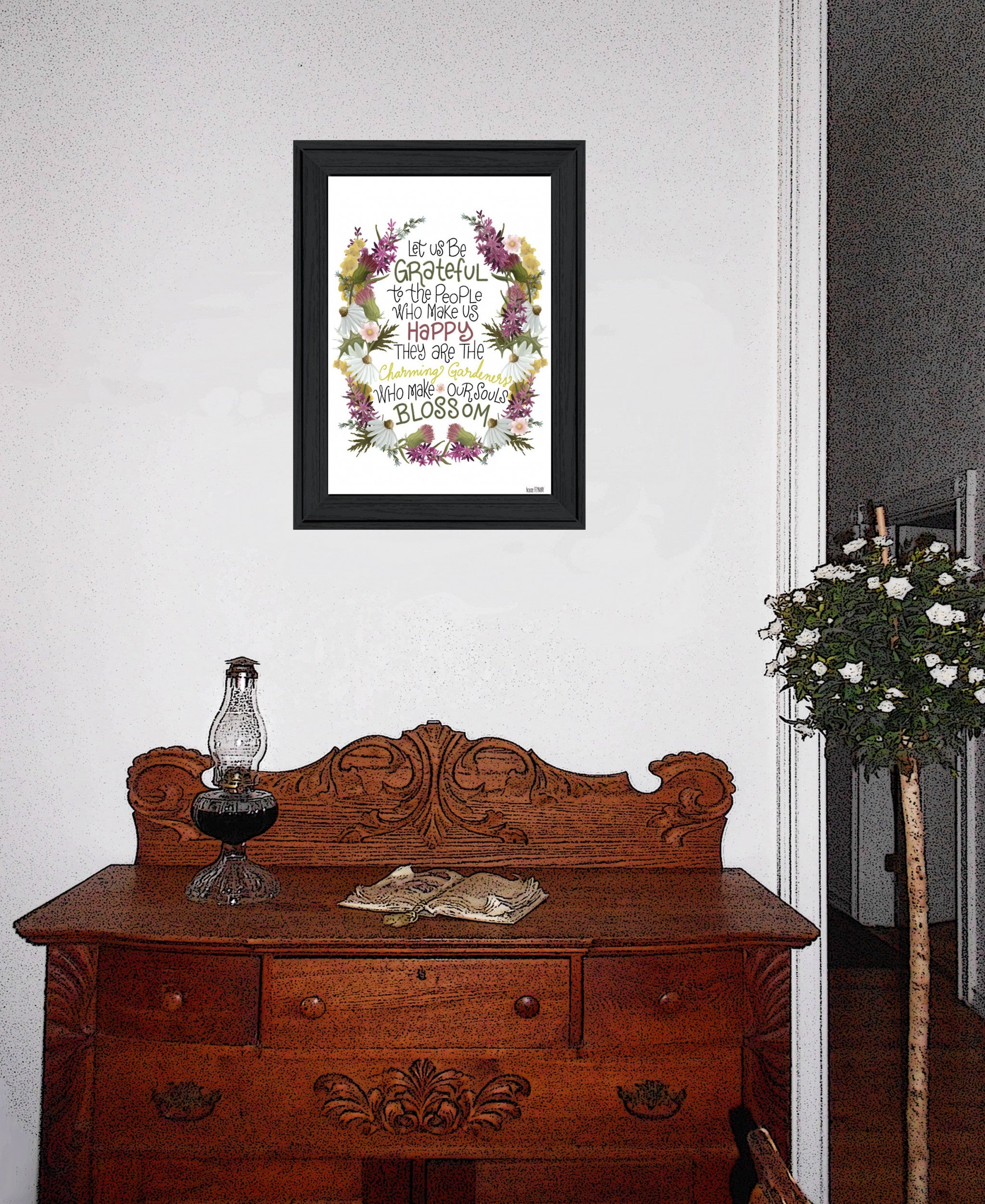 Charming Garden 4 Black Framed Print Wall Art