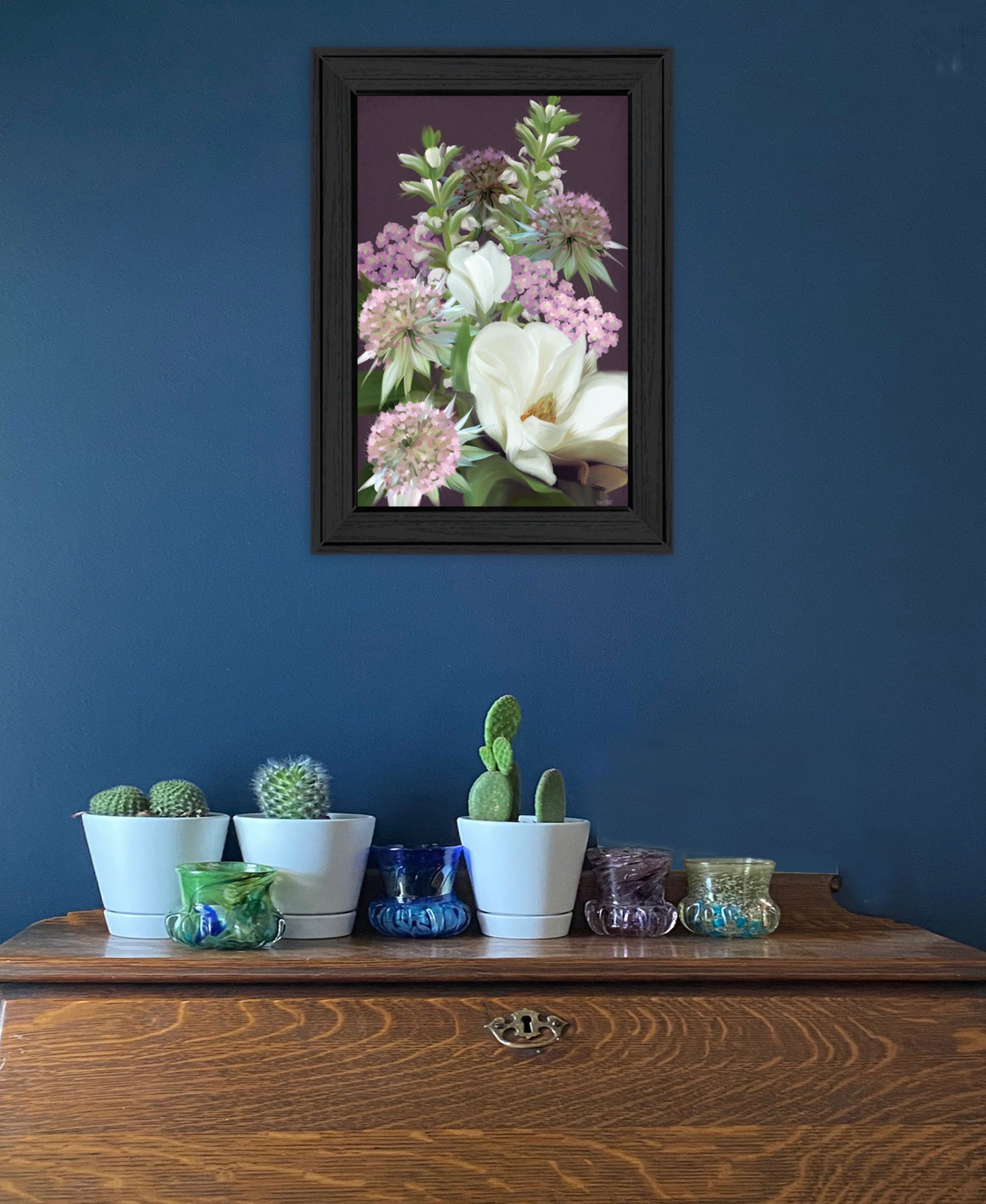 Wild For Plum Bouquet 3 Black Framed Print Wall Art