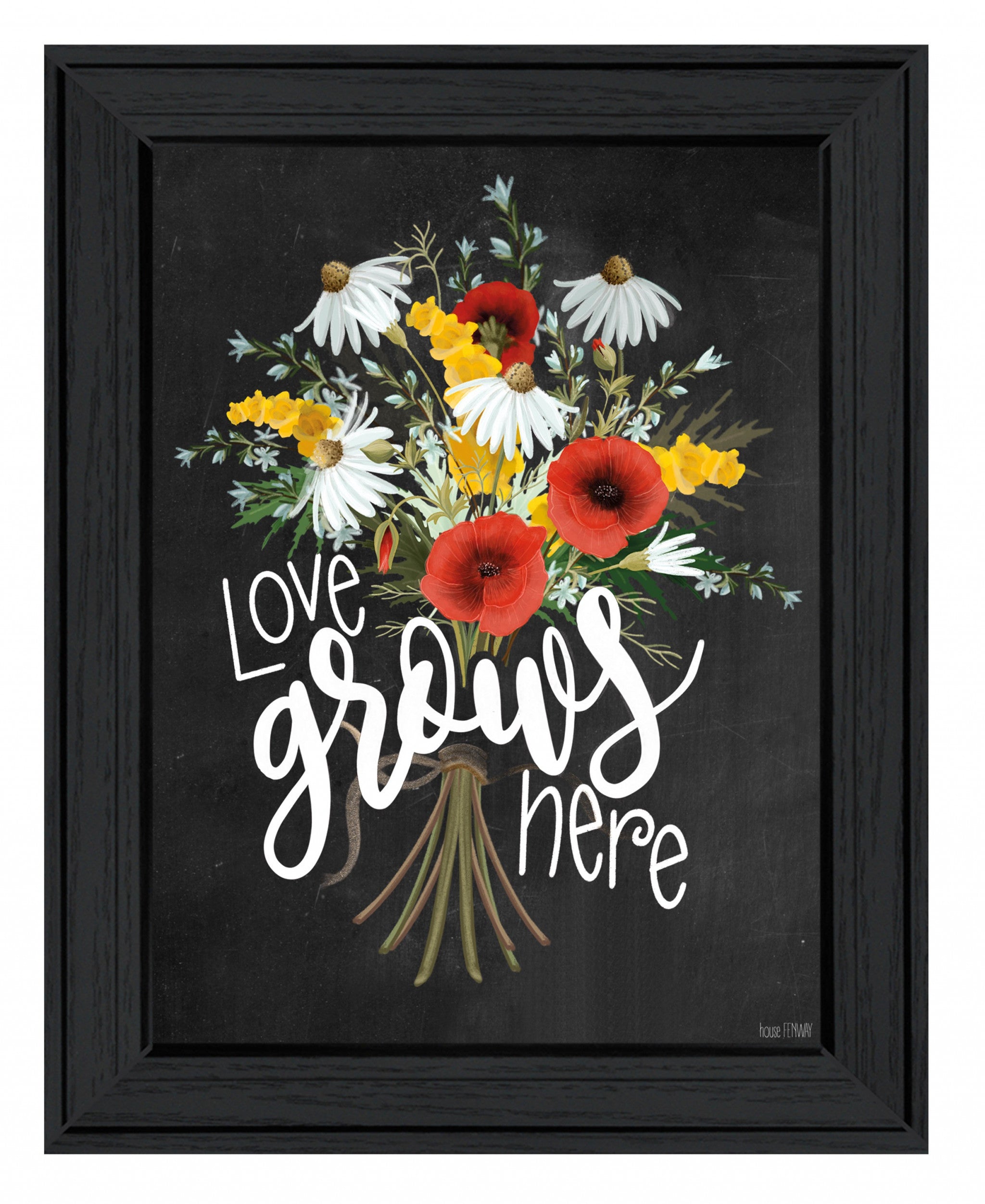 Love Grows Here 6 Black Framed Print Wall Art