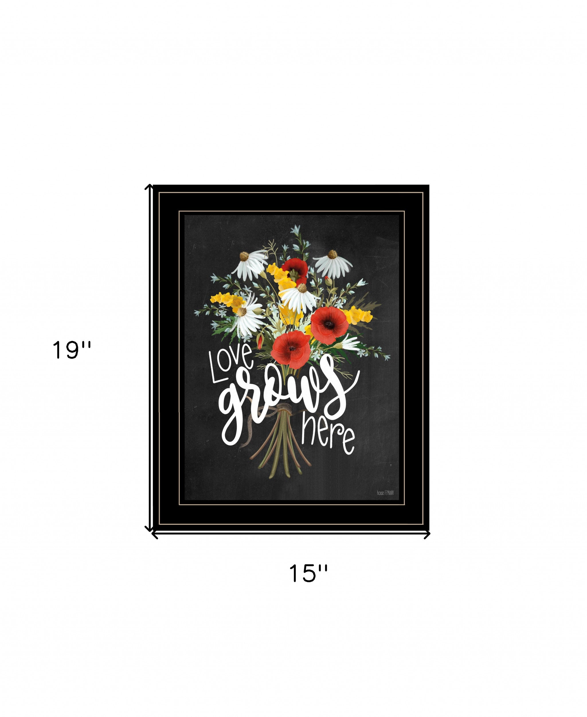 Love Grows Here 7 Black Framed Print Wall Art