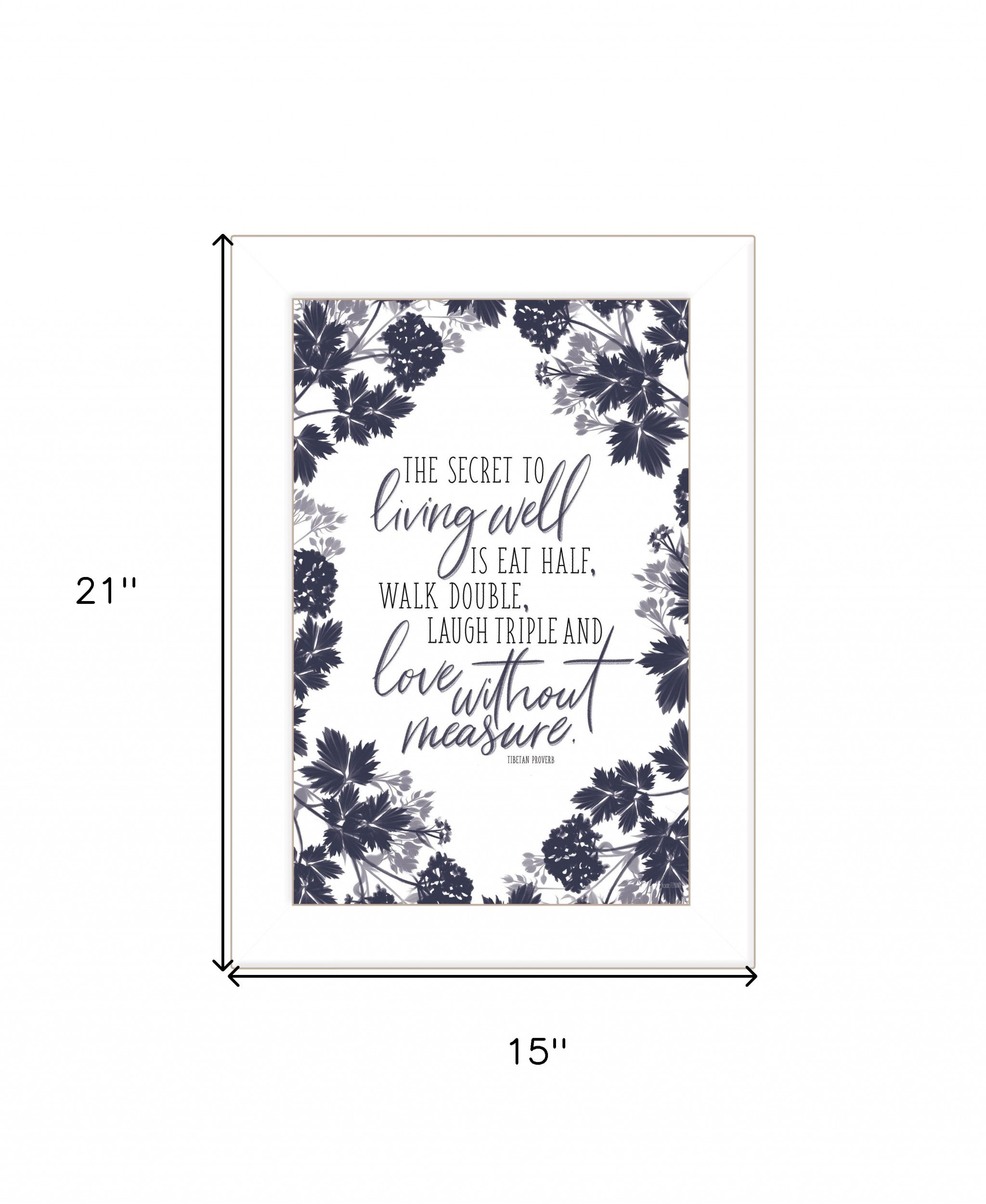 The Secret to Living Well 1 White Framed Print Wall Art