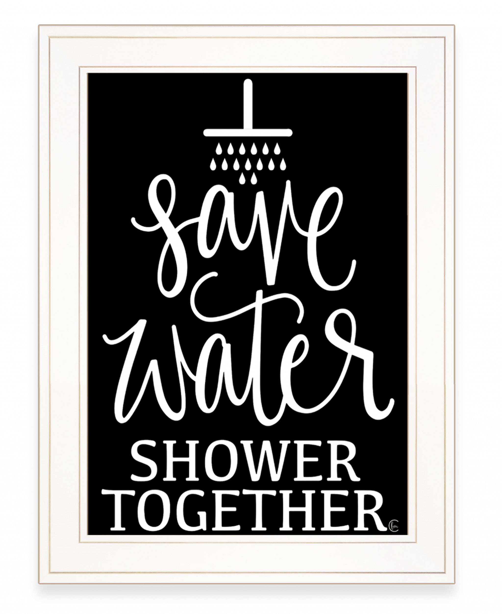 Shower Together 1 White Framed Print Wall Art