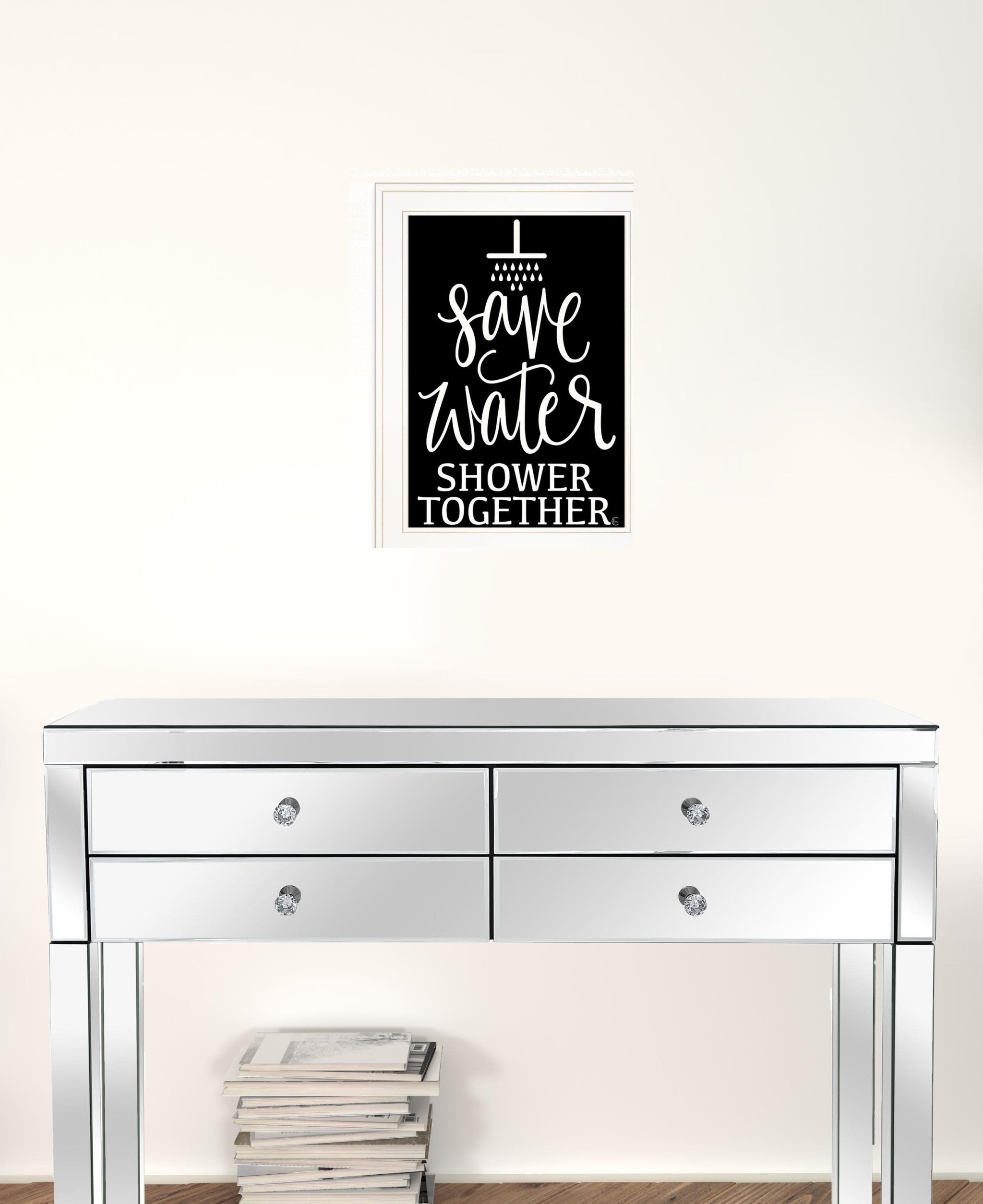 Shower Together 1 White Framed Print Wall Art