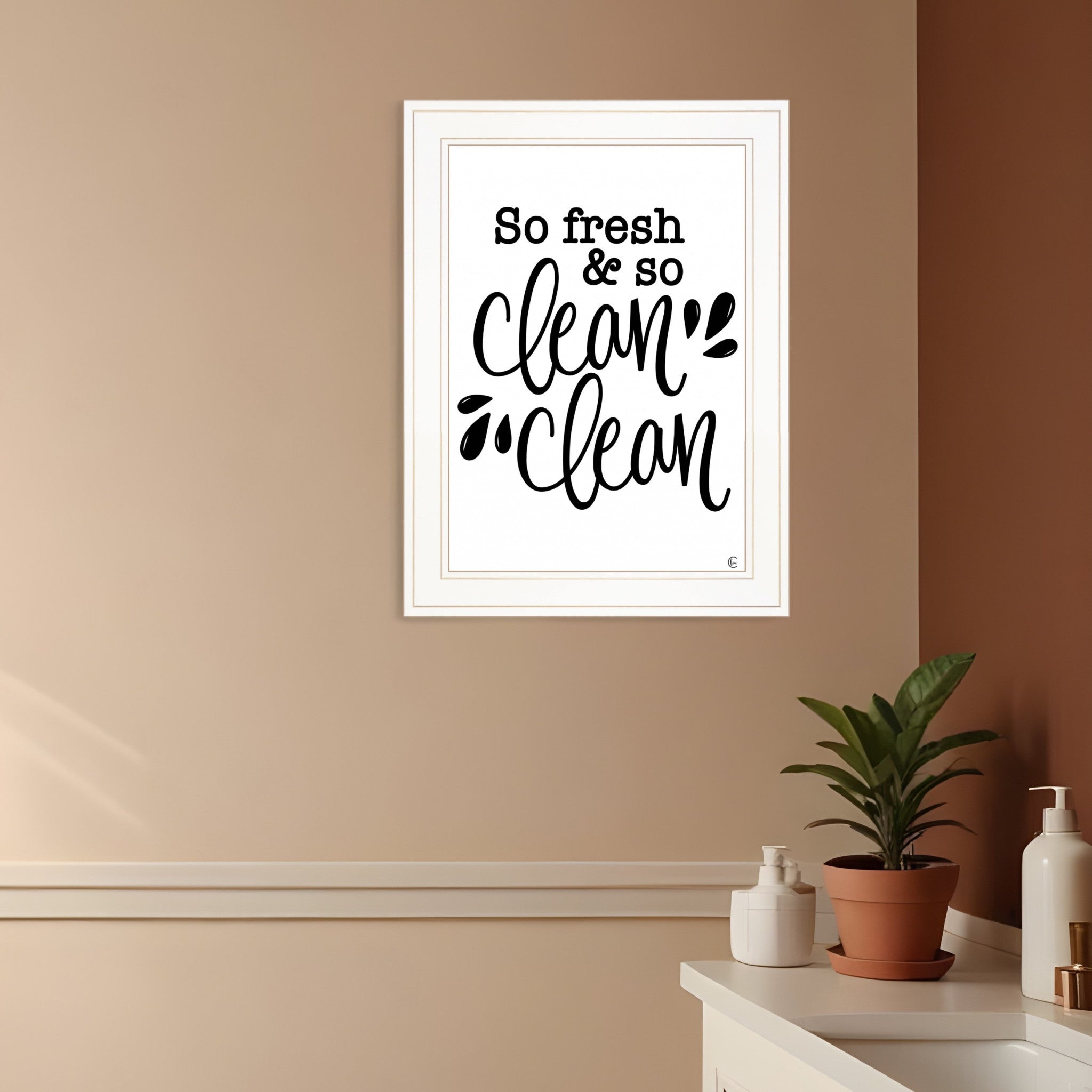 So Clean Clean 1 White Framed Print Bathroom Wall Art