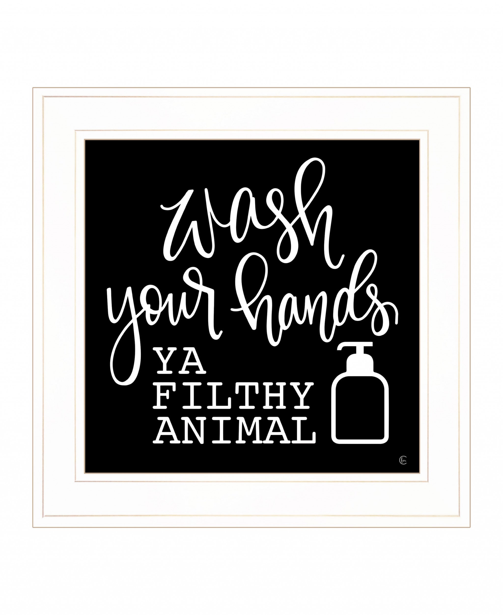 Wash Your Hands 1 White Framed Print Bathroom Wall Art